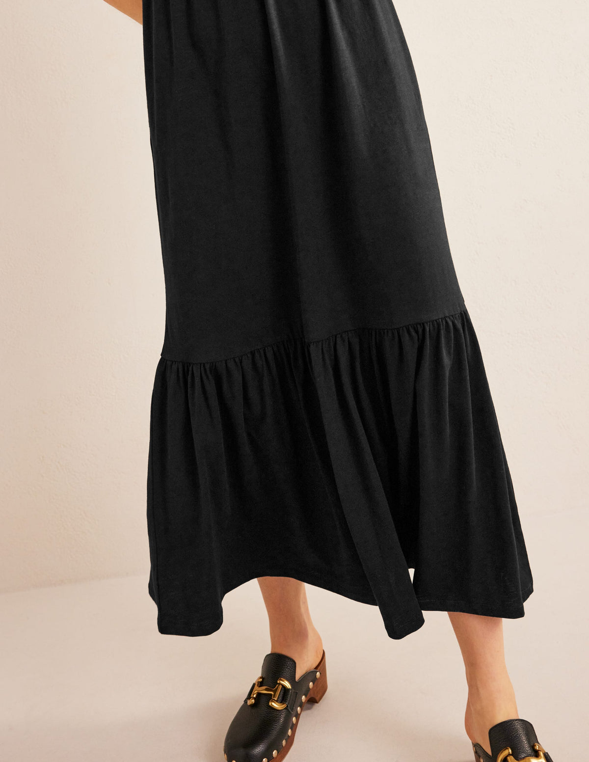 Emma Tiered Jersey Midi Dress-Black-2