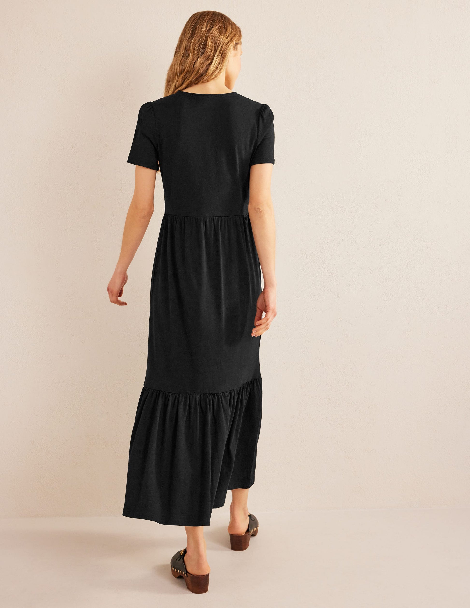 Emma Tiered Jersey Midi Dress-Black-3