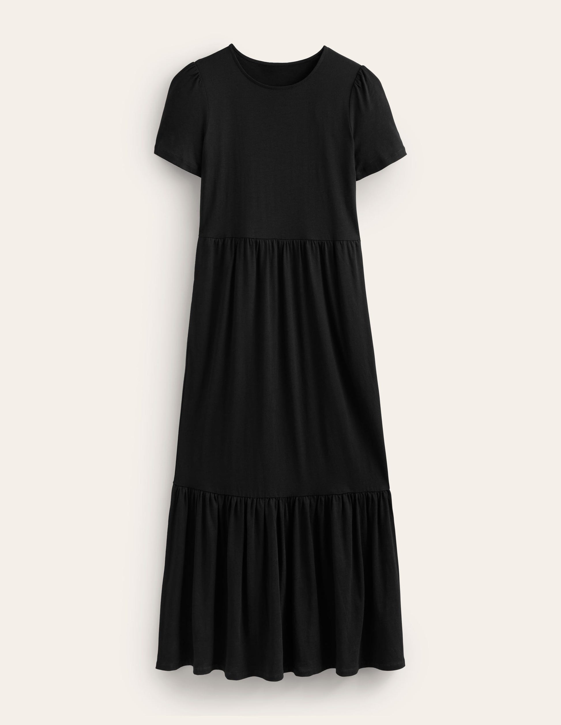 Emma Tiered Jersey Midi Dress-Black-5