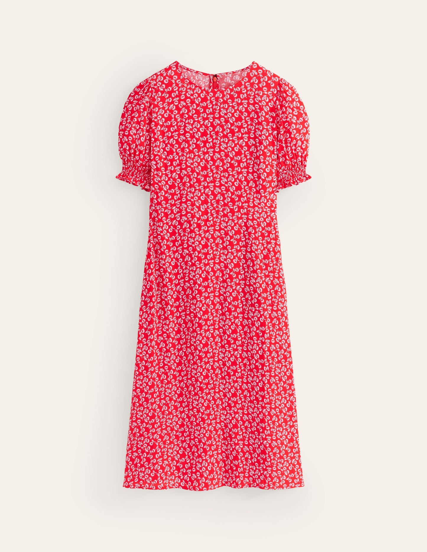 Corinne Midi Tea Dress-Flame Scarlet, Ditsy Bud