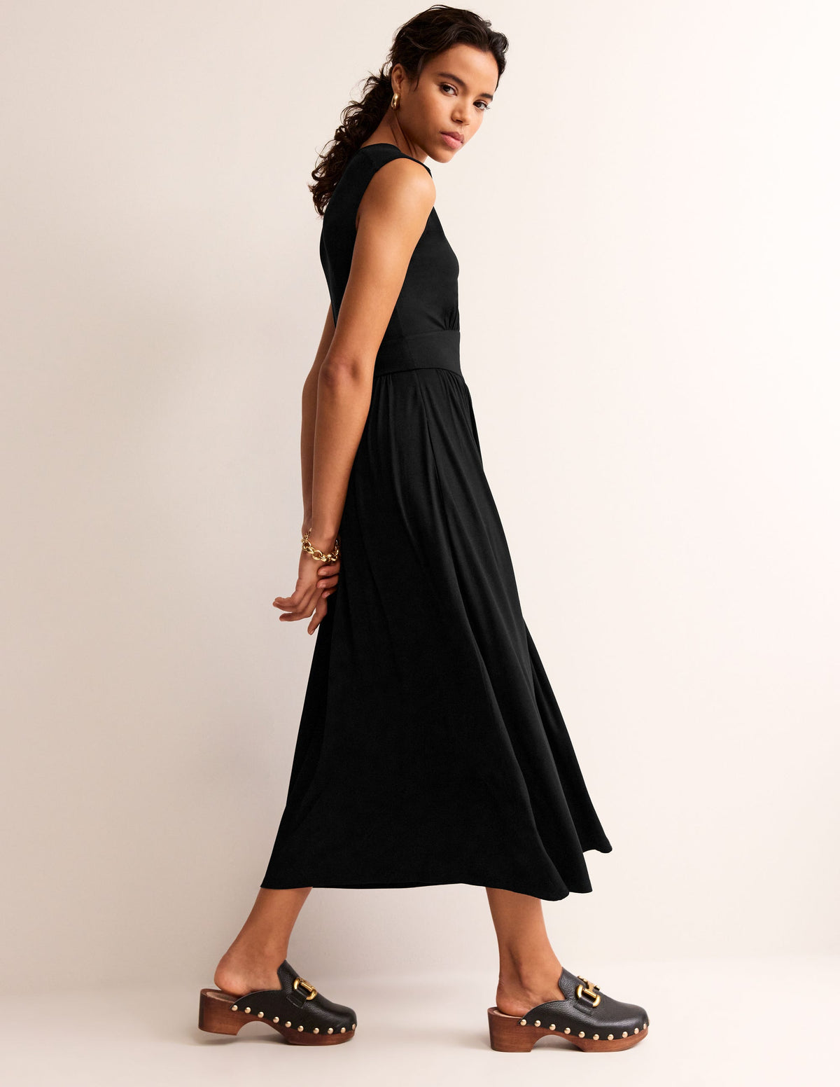 Thea Sleeveless Midi Dress-Black - Image 1