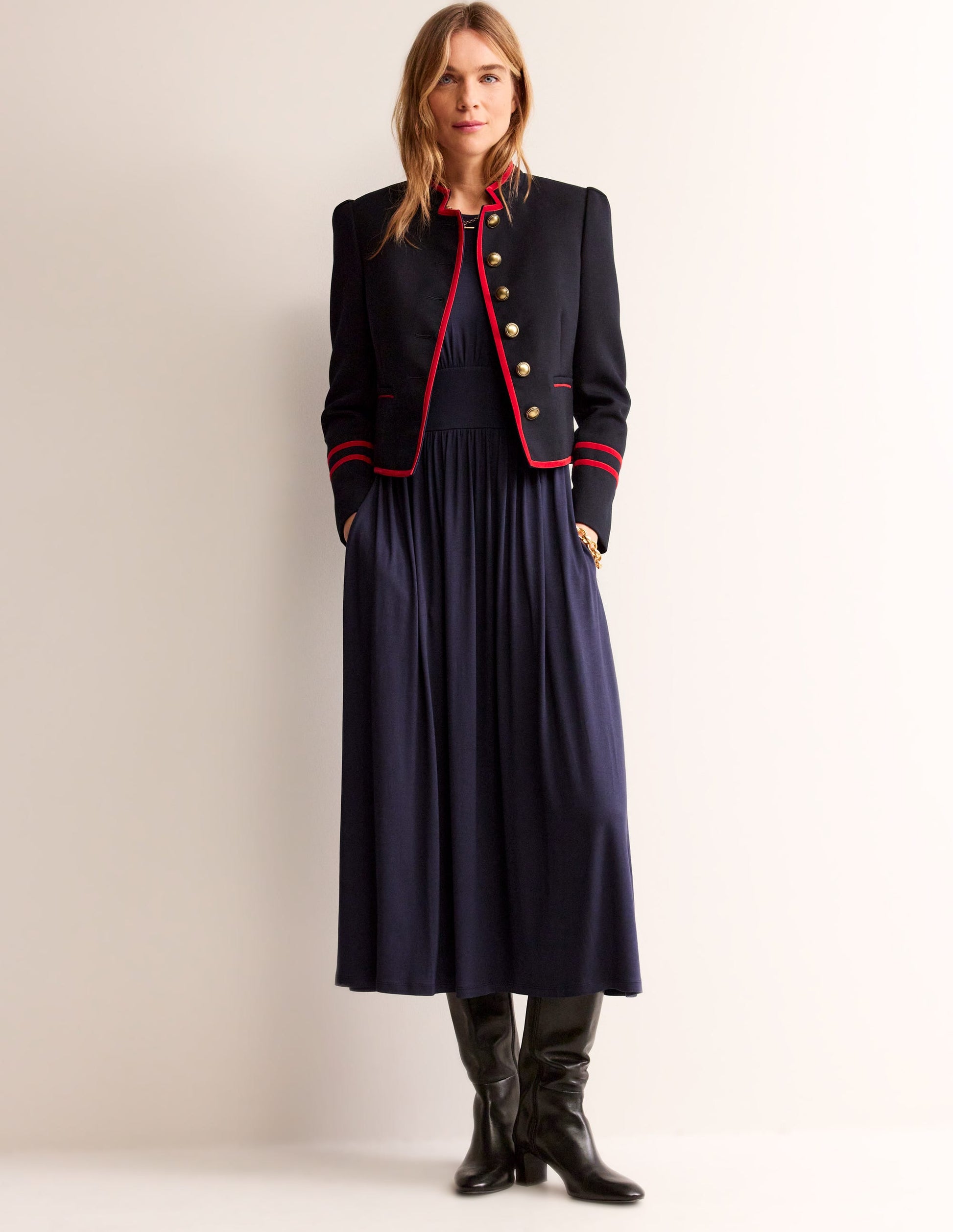 Thea Sleeveless Midi Dress-Navy-4