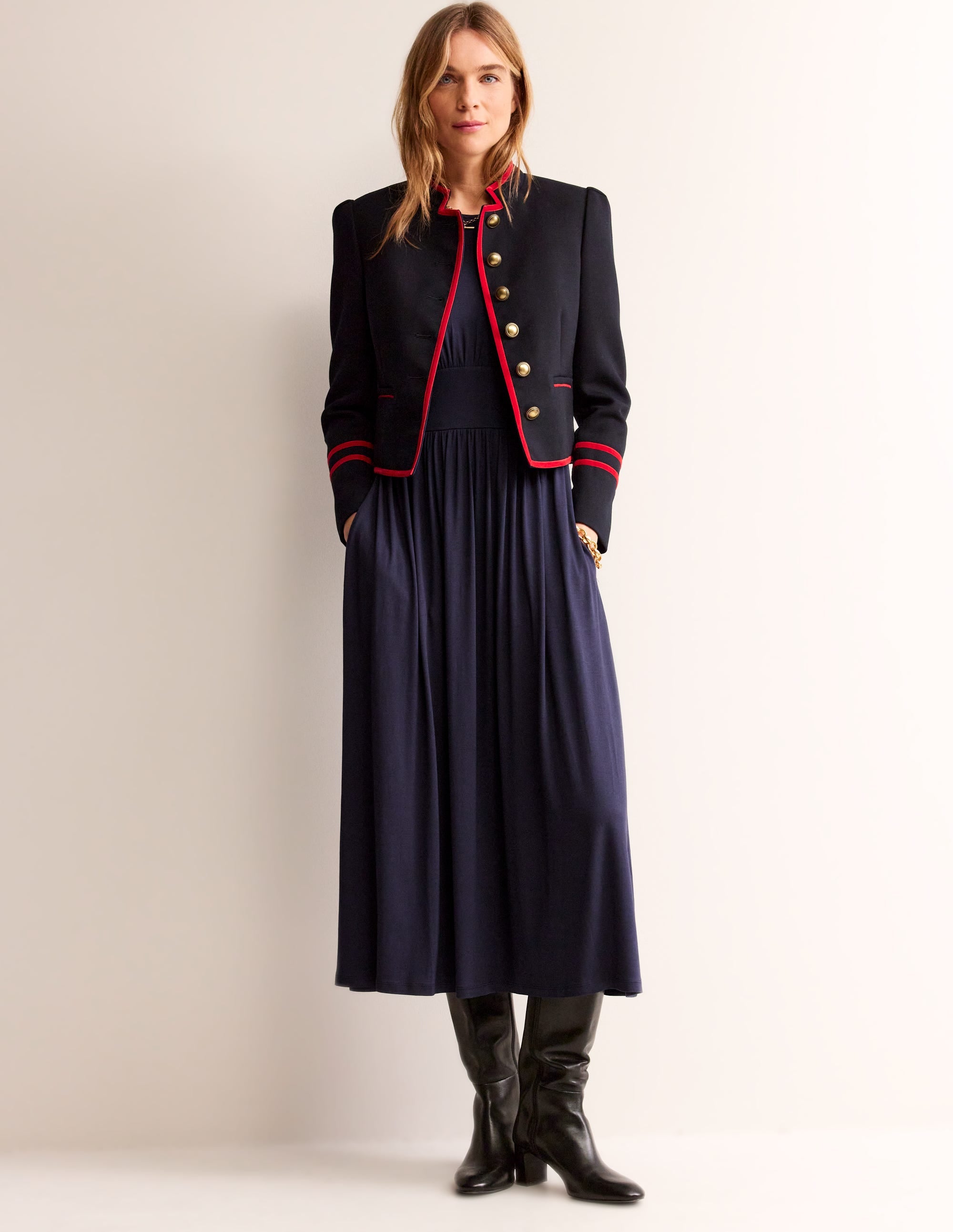 Thea Sleeveless Midi Dress-Navy - Image 4