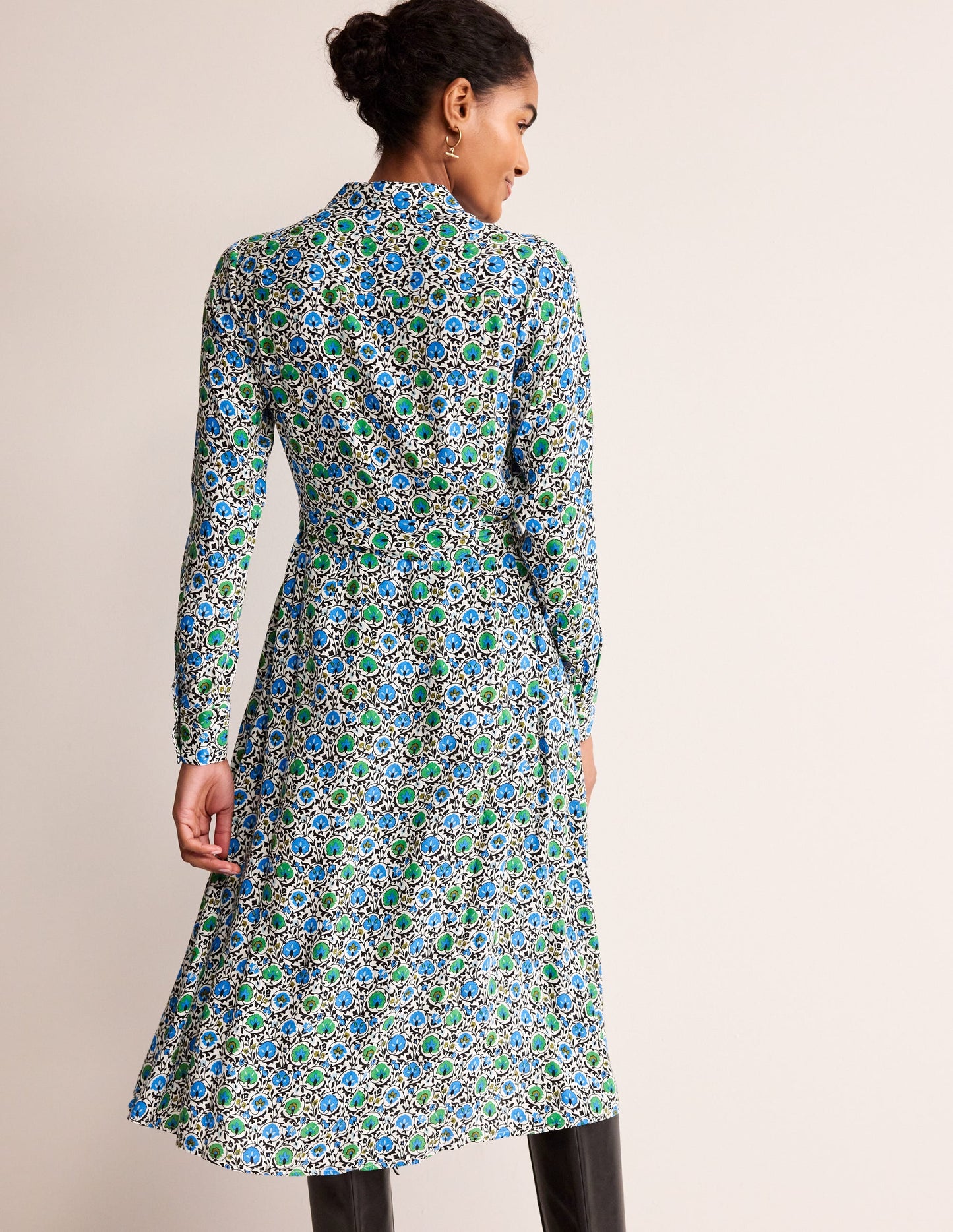 Kate Midi Shirt Dress-Aquamarine, Enchanting Bloom