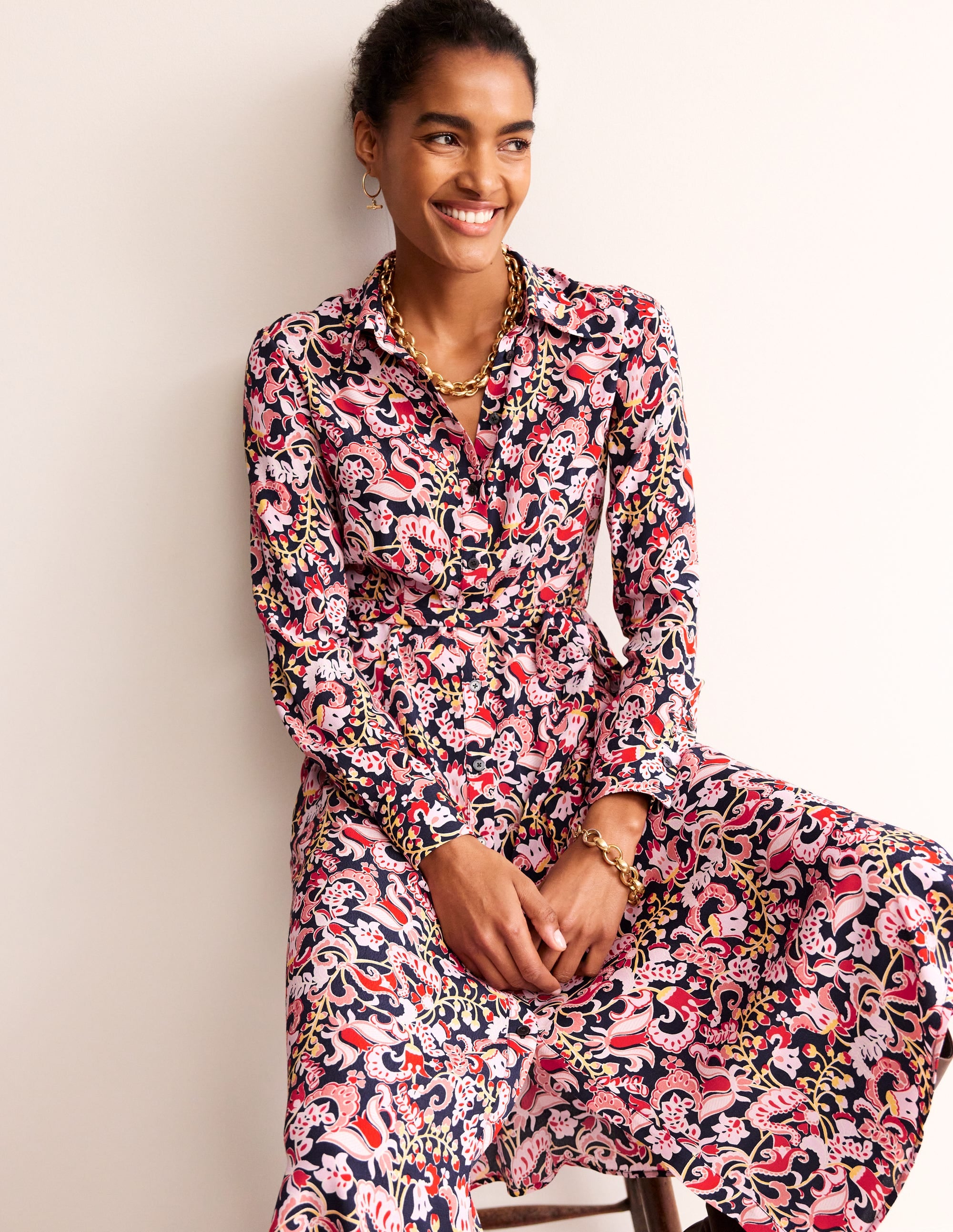 Kate Midi Shirt Dress-Soft Peony, Sweet Pea - Image 1