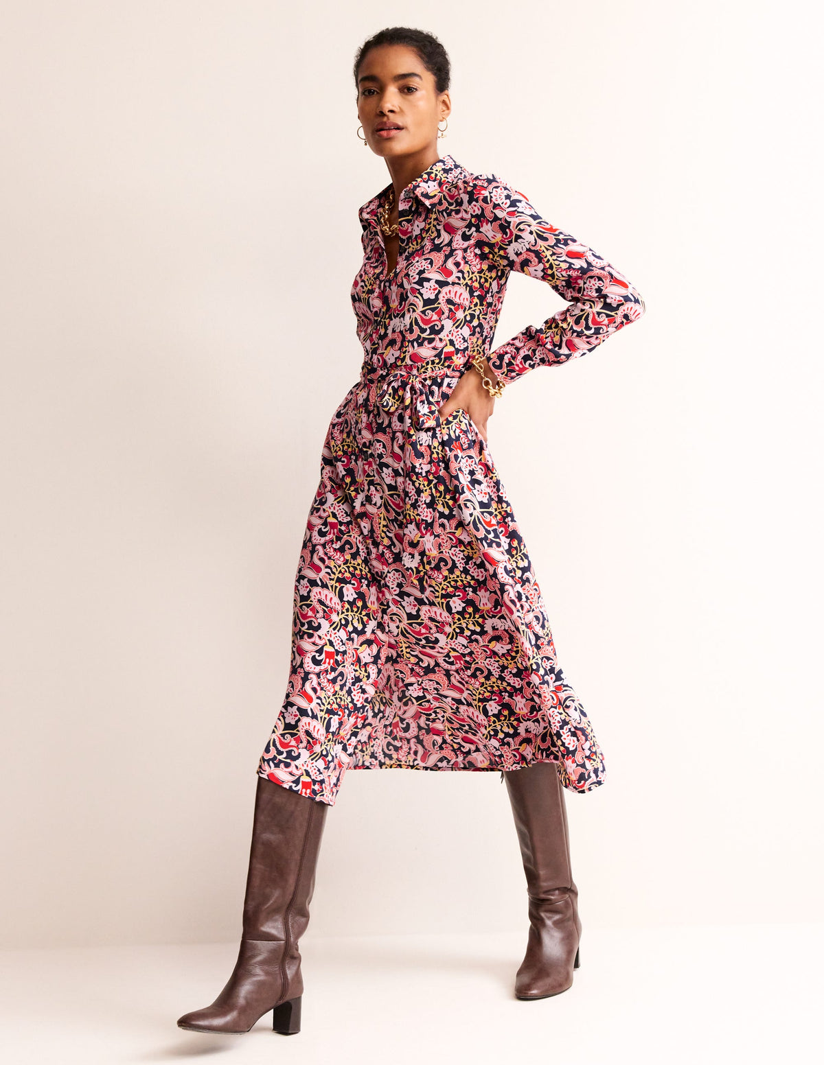 Kate Midi Shirt Dress-Soft Peony, Sweet Pea - Image 4