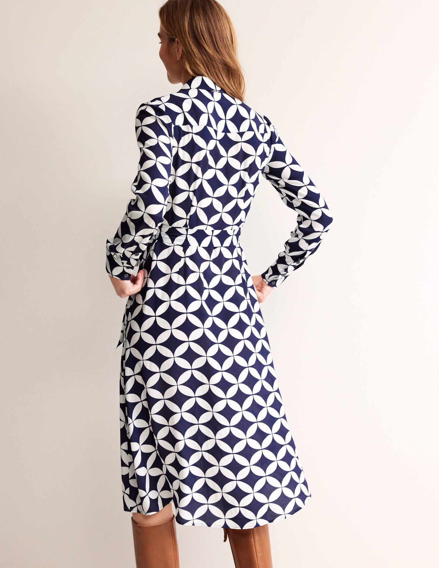 Kate Midi Shirt Dress-French Navy, Diamond Terrace