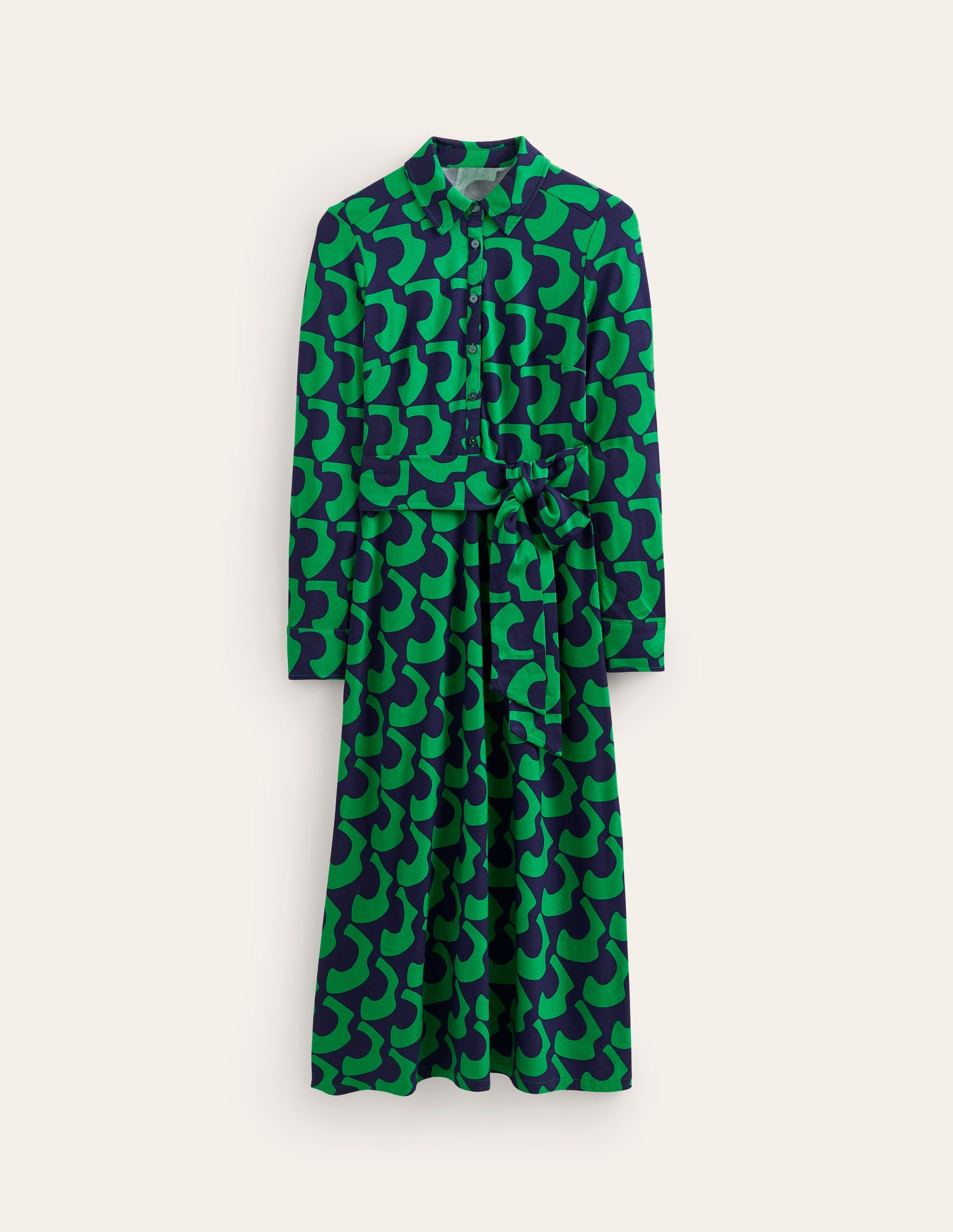 Laura Jersey Midi Shirt Dress-Green Tambourine, Arc Geo - Image 5