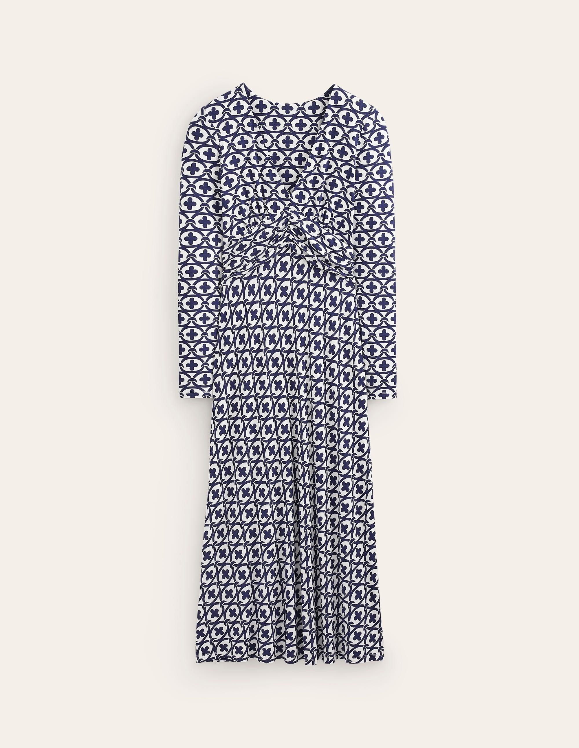Elodie Empire Midi Dress-French Navy, Petal Chain - Image 5