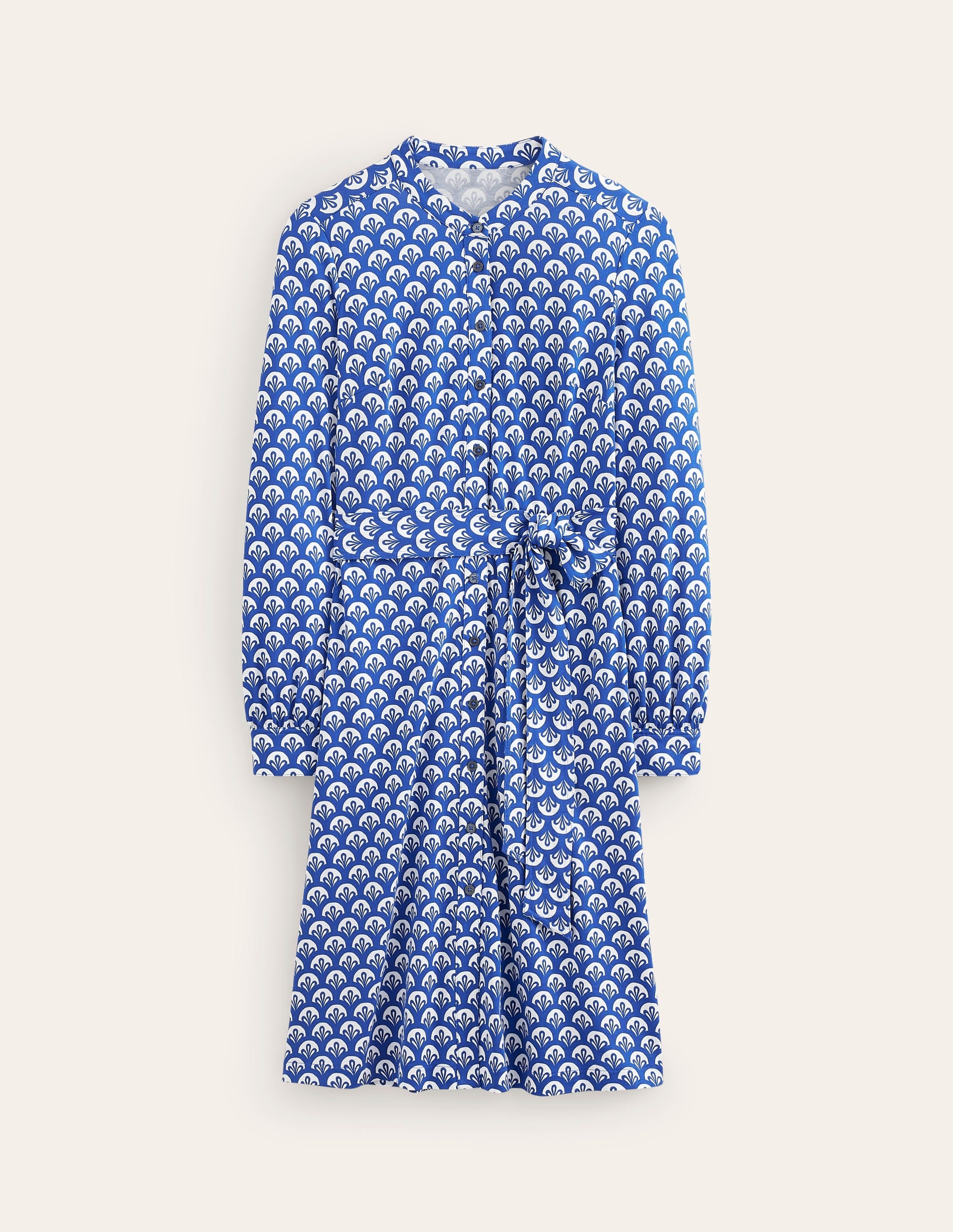 Julia Jersey Shirt Dress-Surf The Web, Foliage Geo - Image 5