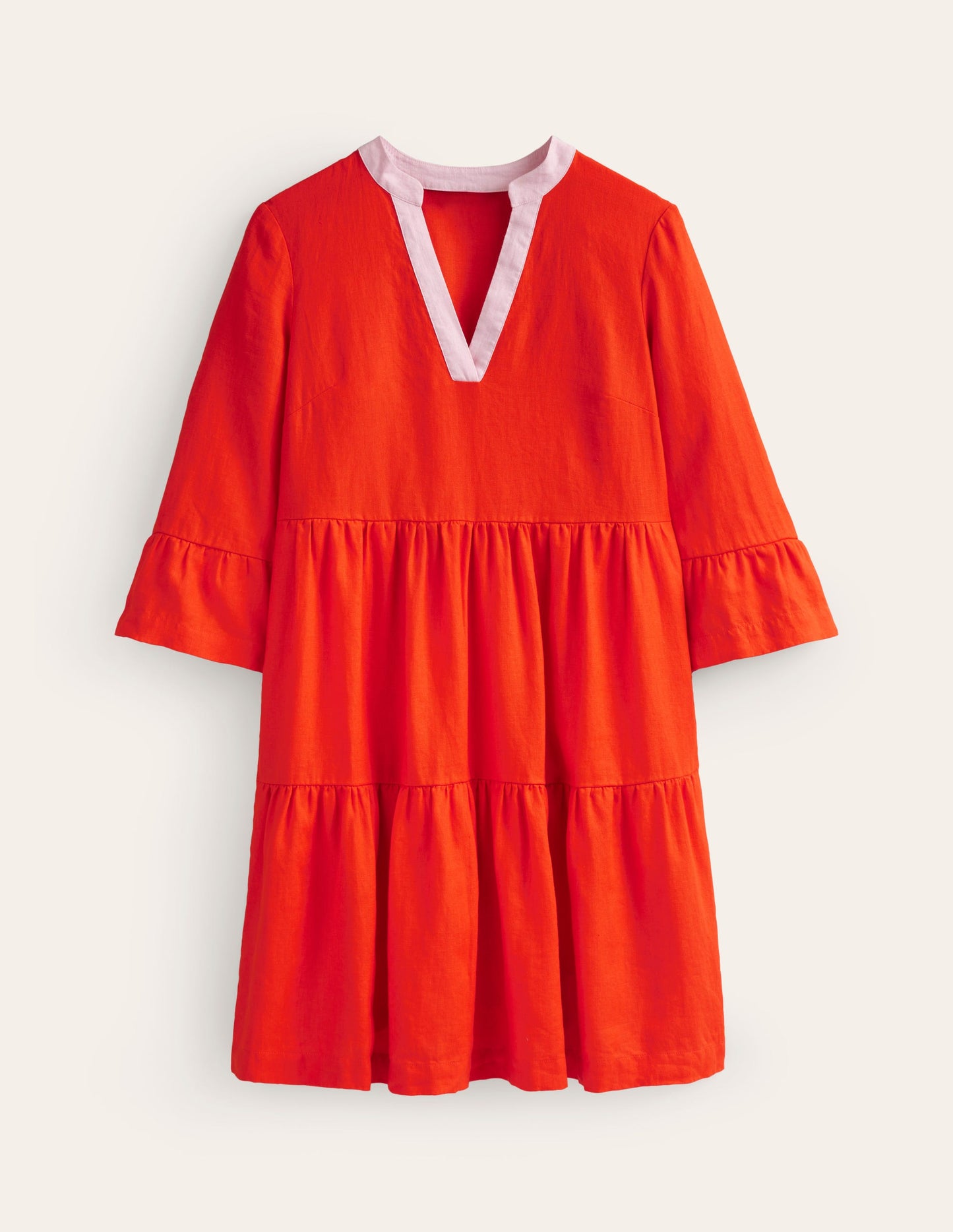 Sophia Linen Short Dress-Fiesta Orange