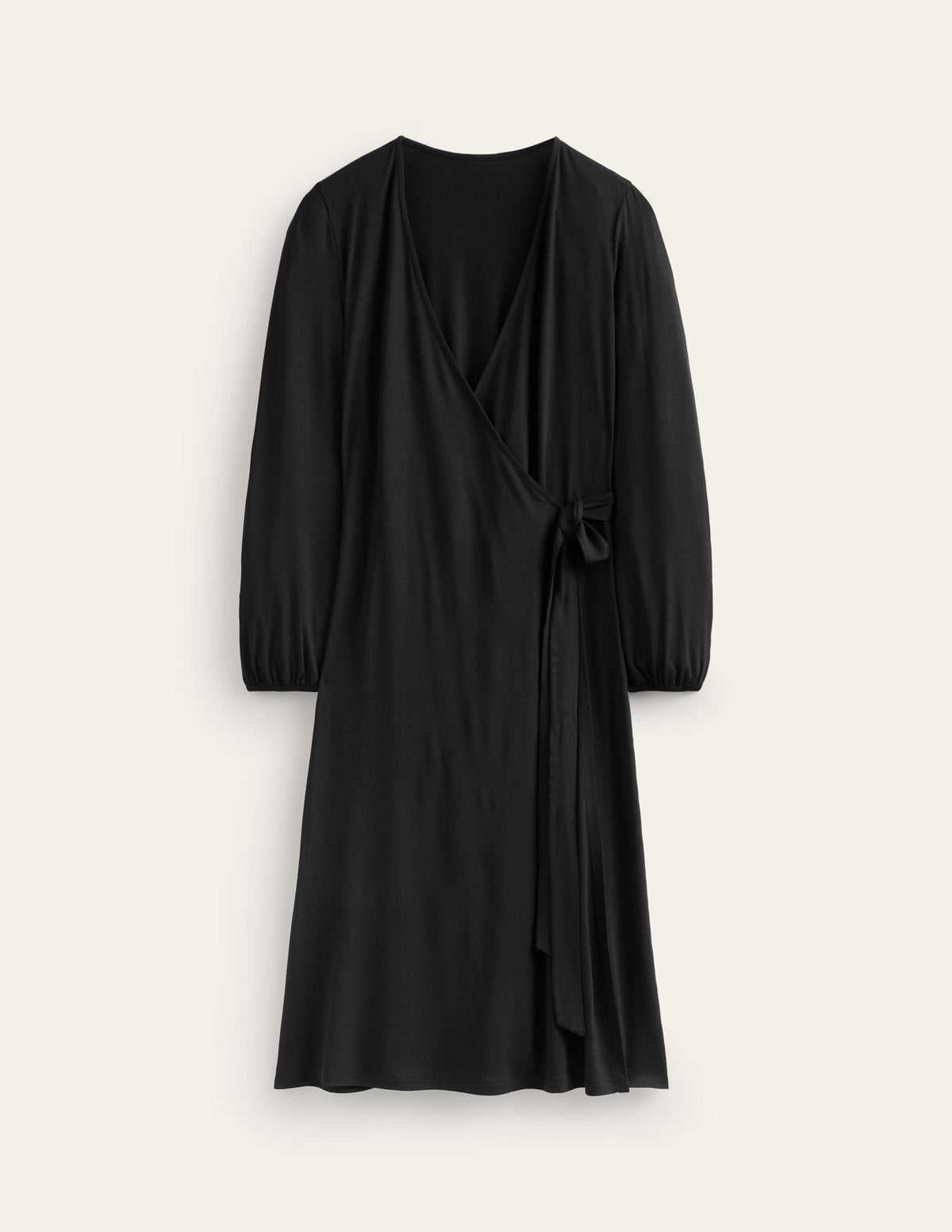 Joanna Jersey Midi Wrap Dress-Black-5