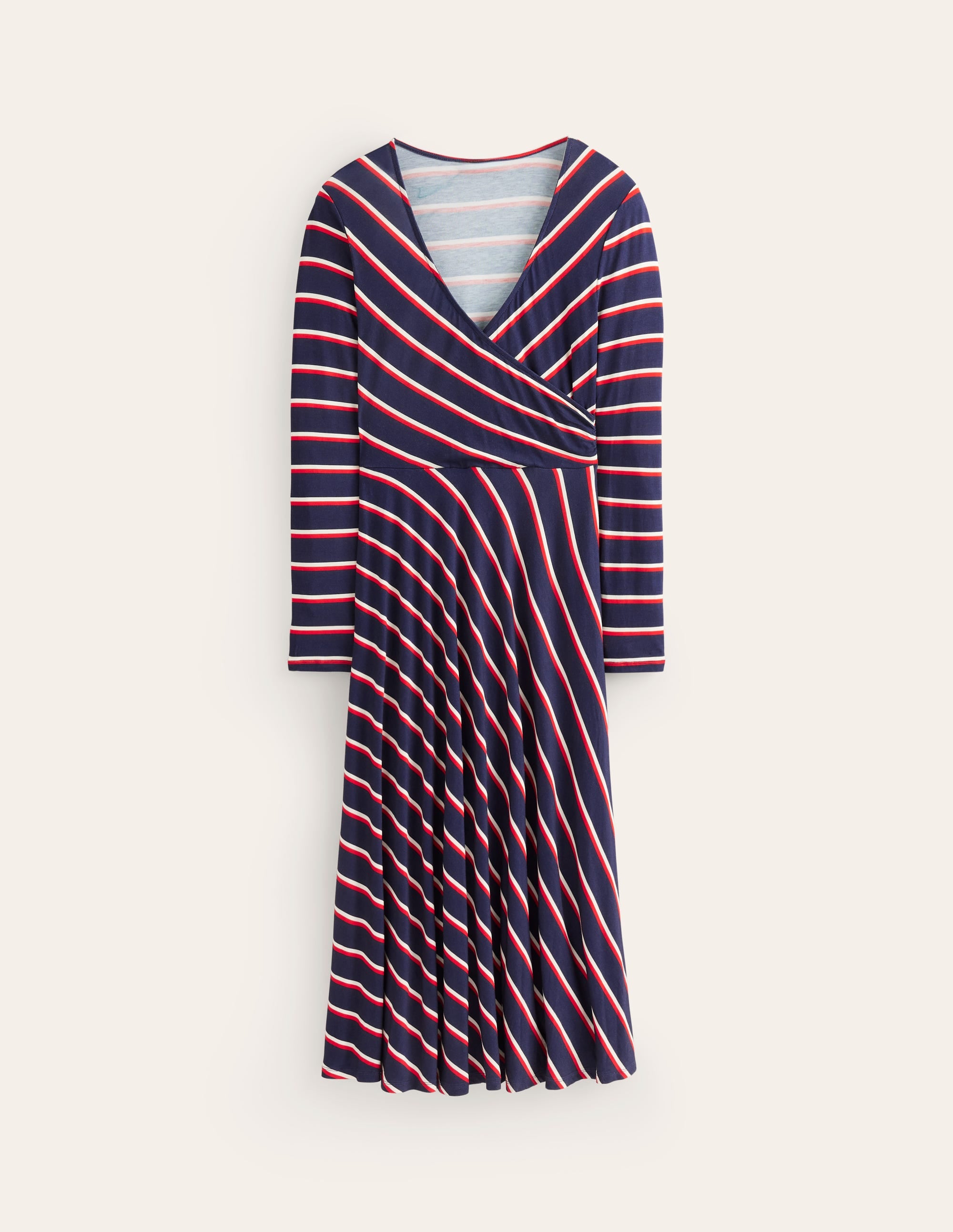 Hotch Stripe Jersey Midi Dress-Navy, Red, White Stripe - Image 6