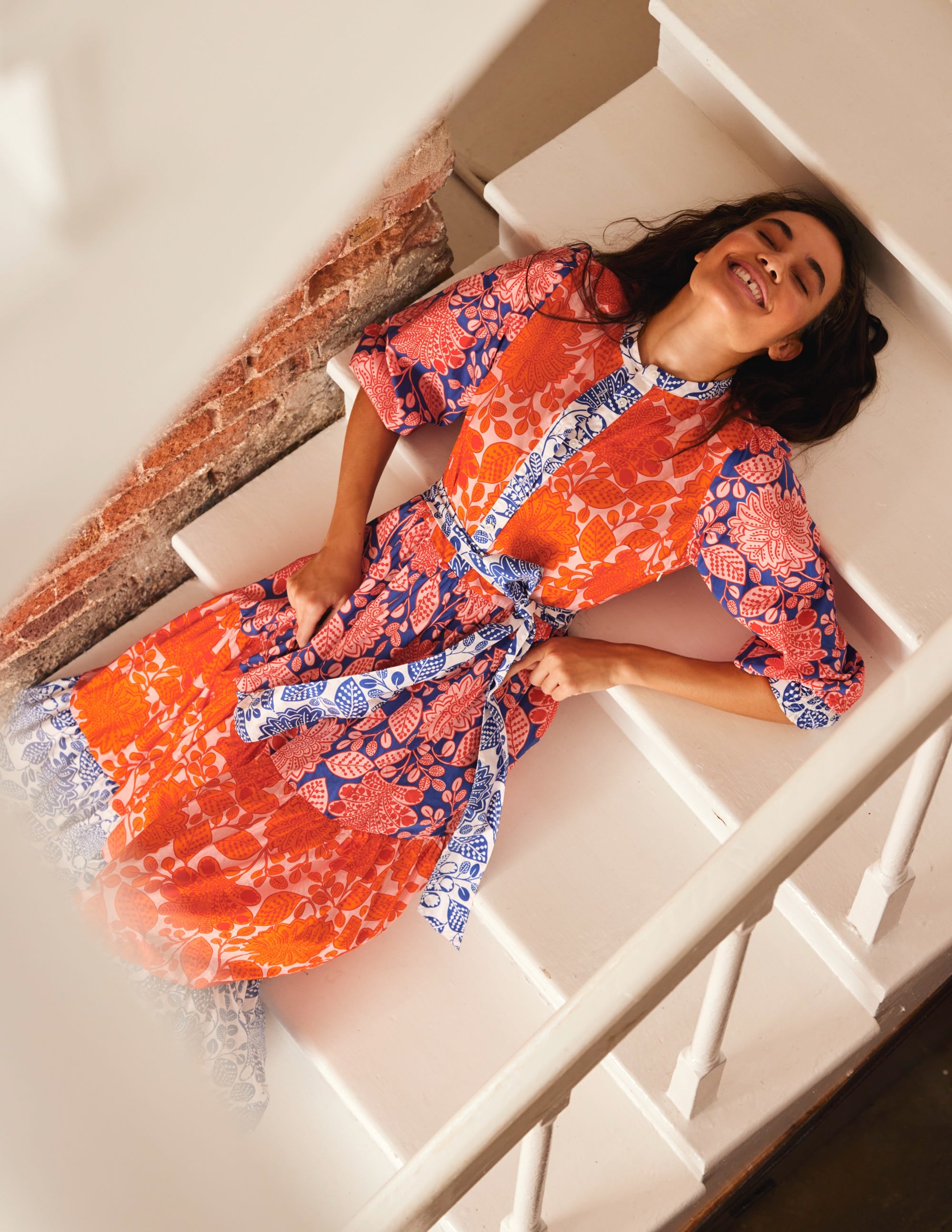 Alba Tiered Cotton Maxi Dress-Firecracker, Gardenia Swirl - Image 6
