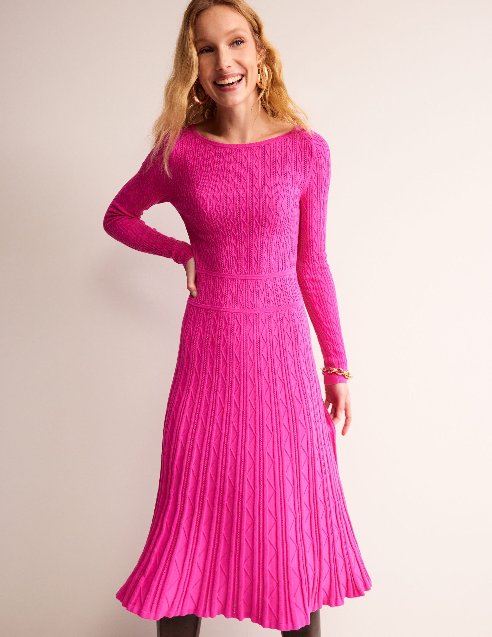Imogen Empire Knitted Dress-Rose Violet-2