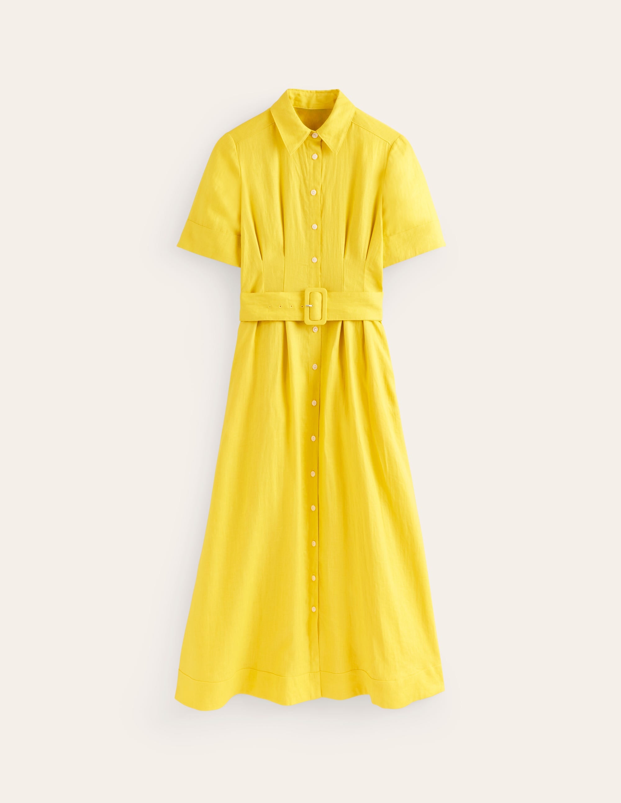 Louise Linen Midi Shirt Dress-Passion Fruit - Image 5