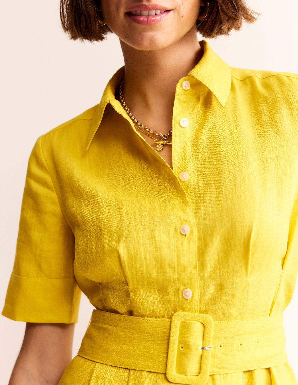 Louise Linen Midi Shirt Dress-Passion Fruit - Image 2