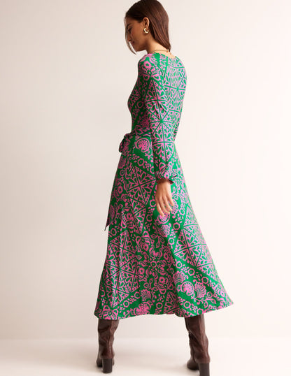 Placement Print Jersey Dress-Green, Mosaic Terrace-3