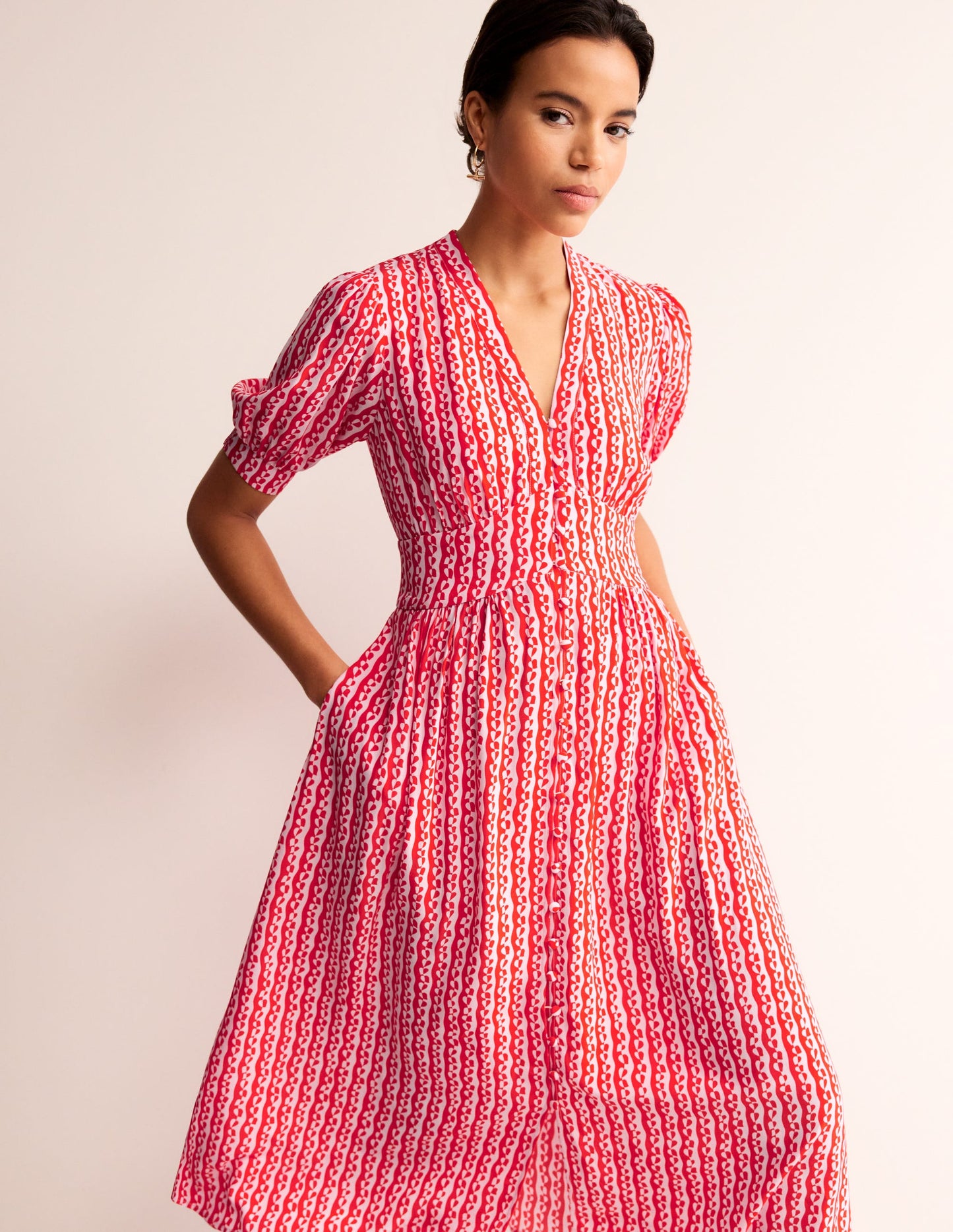 Elsa Midi Tea Dress-Orchid Pink, Abstract Heart