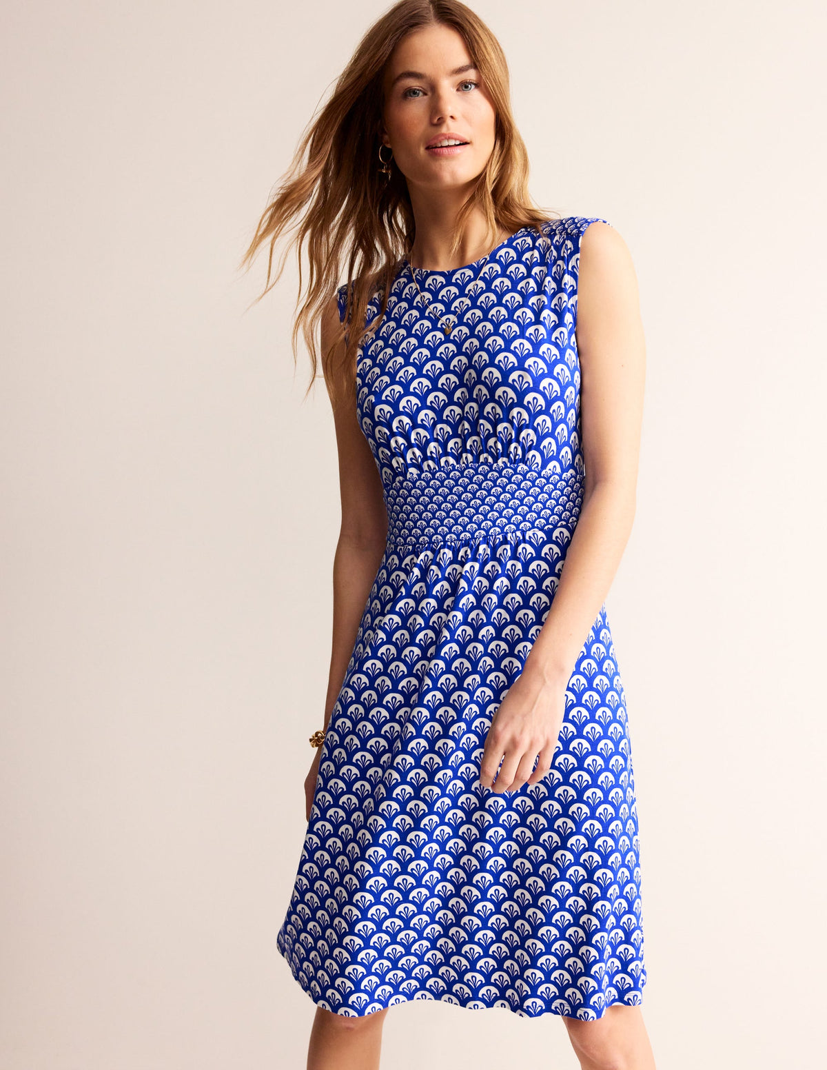 Thea Sleeveless Short Dress-Surf The Web, Foliage Geo - Image 1