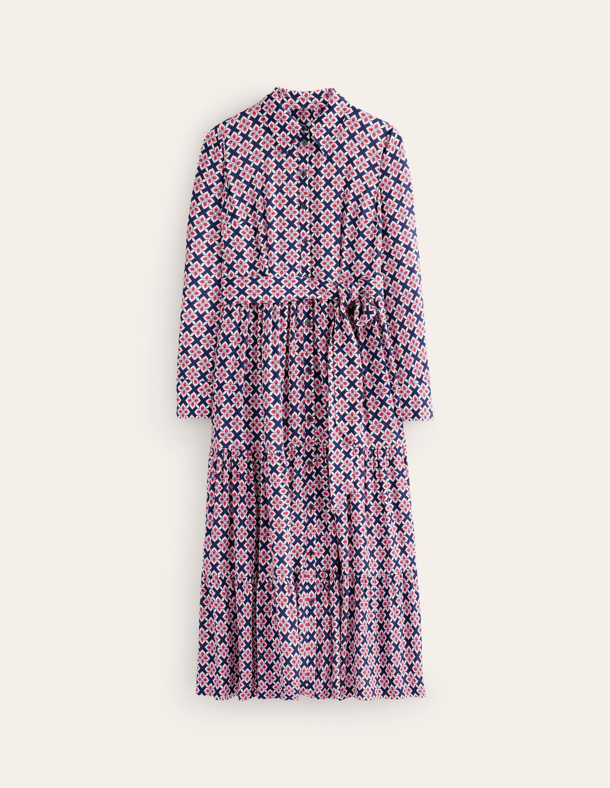 Flo Midi Shirt Dress-Poppy Red, Diamond Floral-5