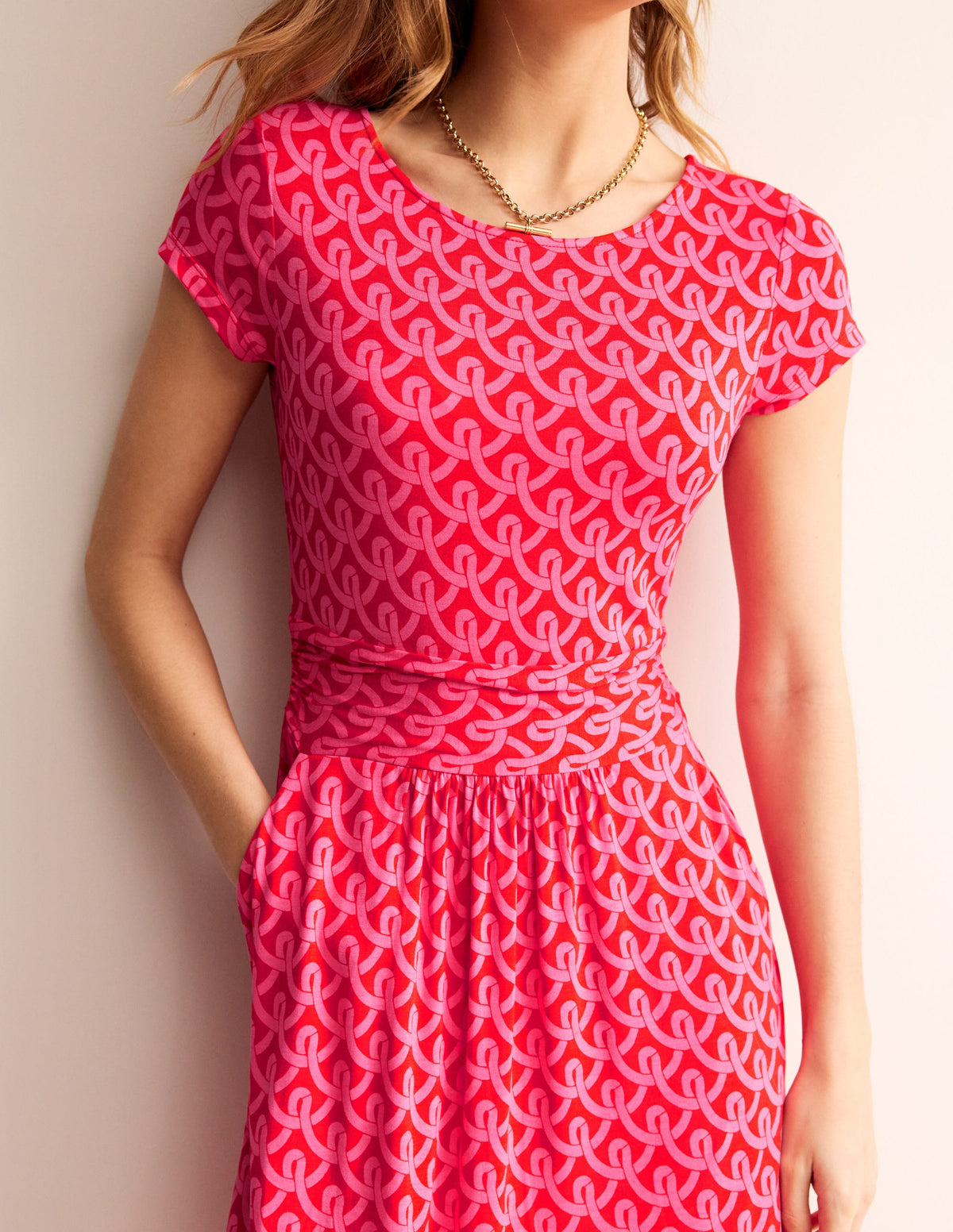 Amelie Jersey Dress-Sangria Sunset, Geo Terrace - Image 2