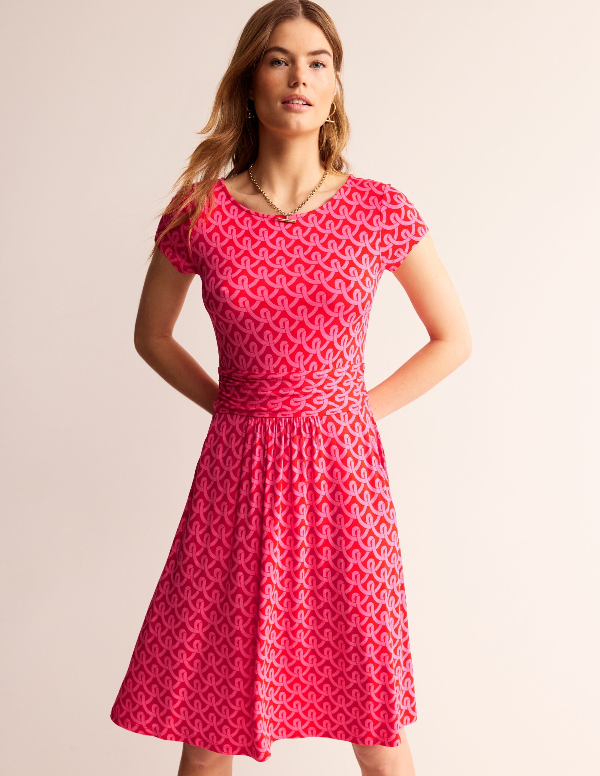 Amelie Jersey Dress-Sangria Sunset, Geo Terrace - Image 4