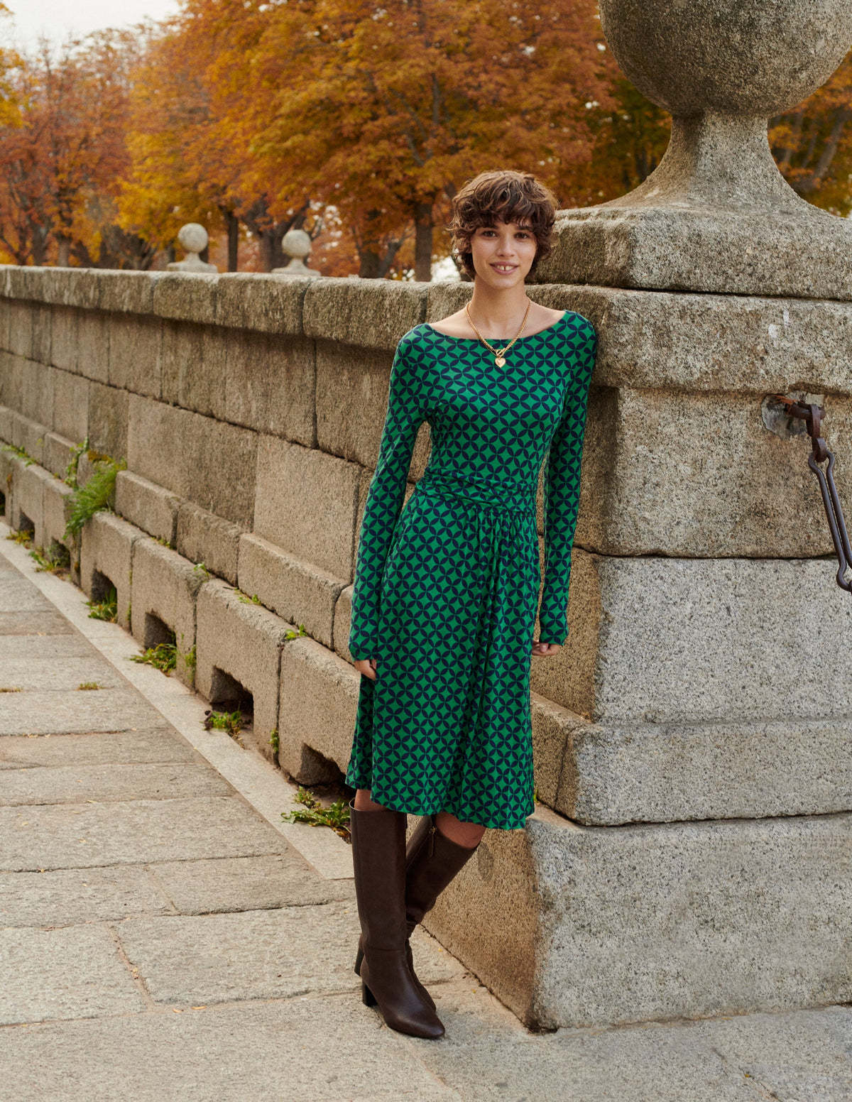 Abigail Jersey Dress-Green, Diamond Terrace - Image 5