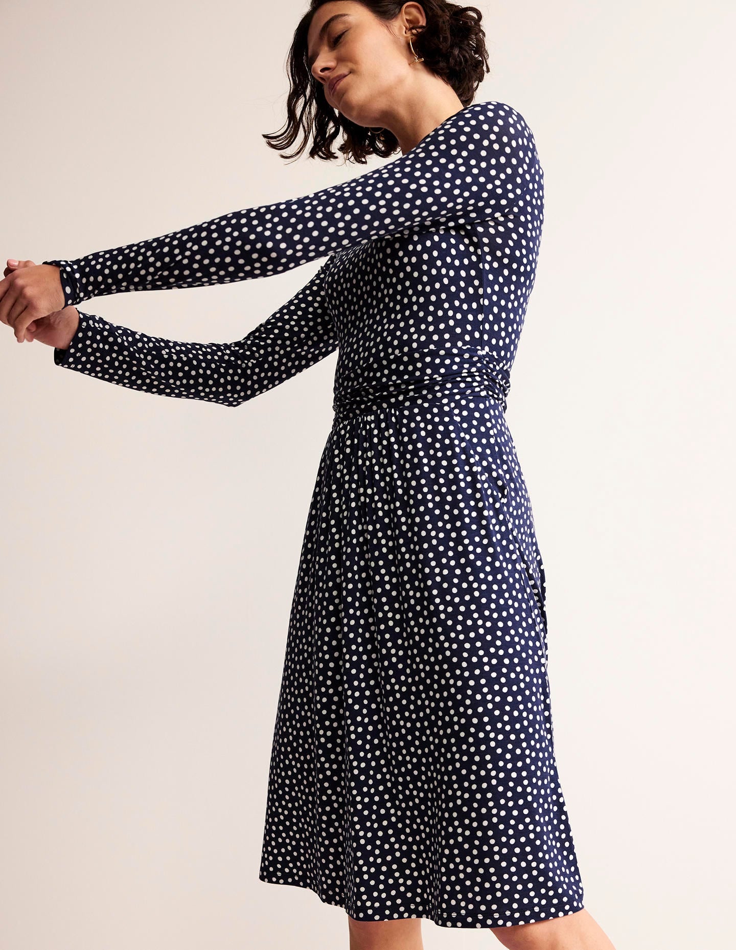 Abigail Jersey Dress-French Navy, Abstract Dot-2