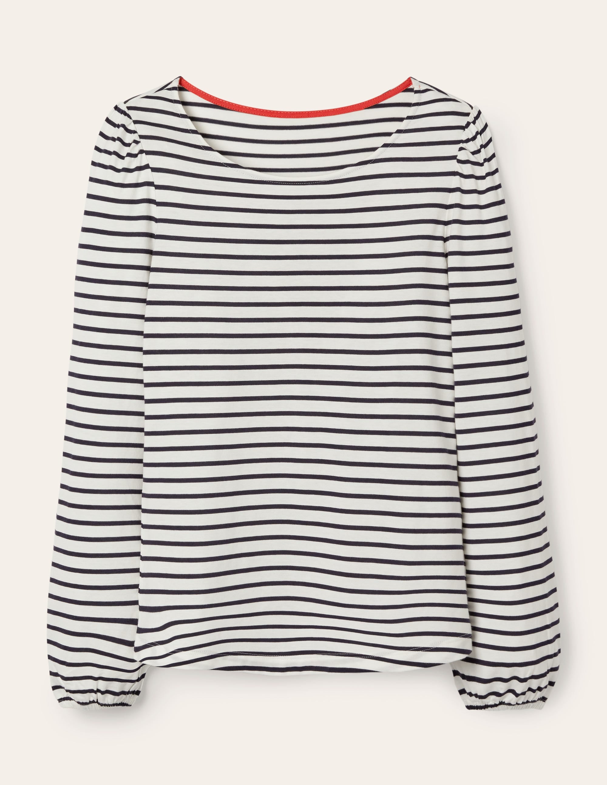 Supersoft Long Sleeve Top-Ivory, Navy - Image 5