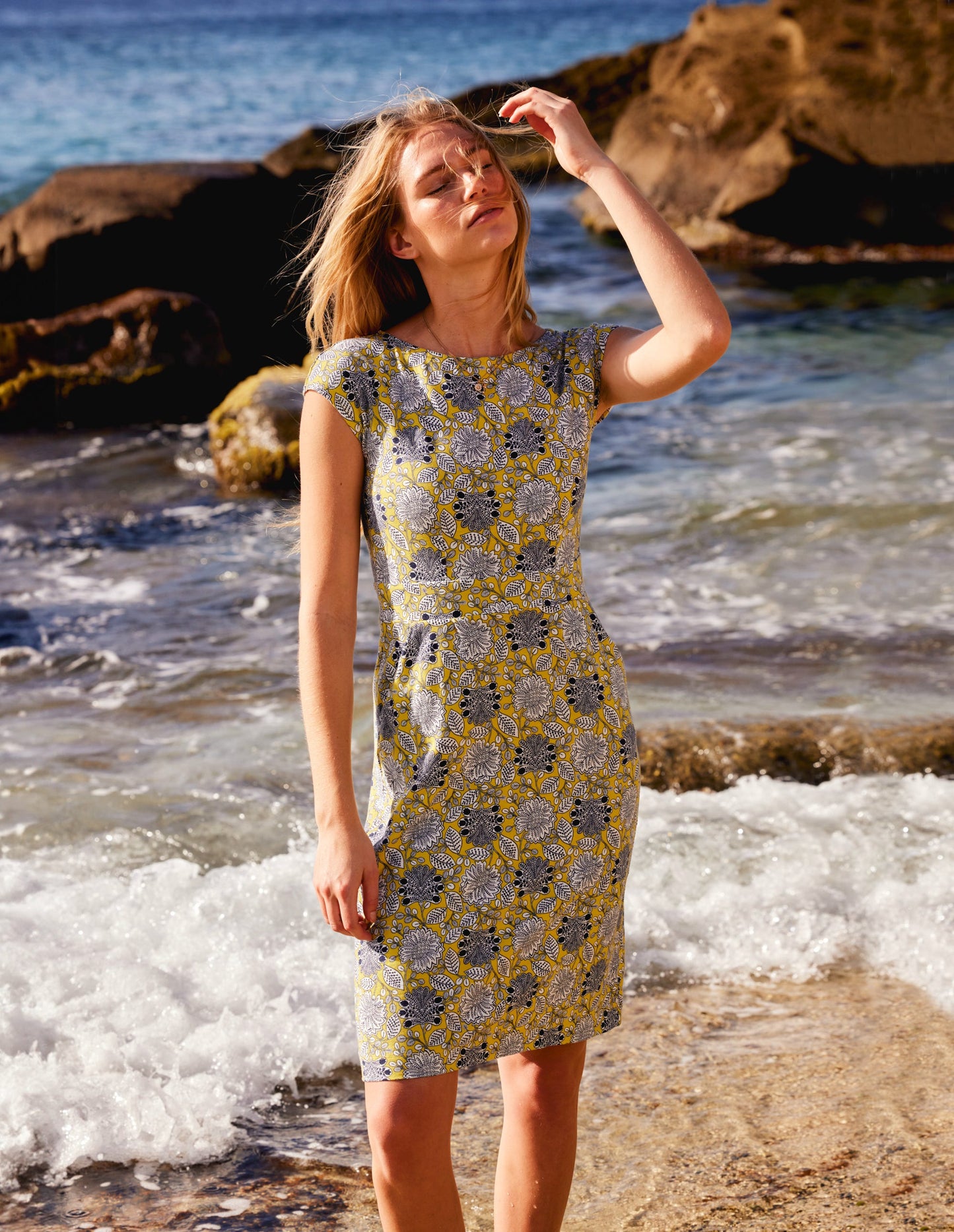 Florrie Jersey Dress-Passion Fruit, Gardenia Swirl