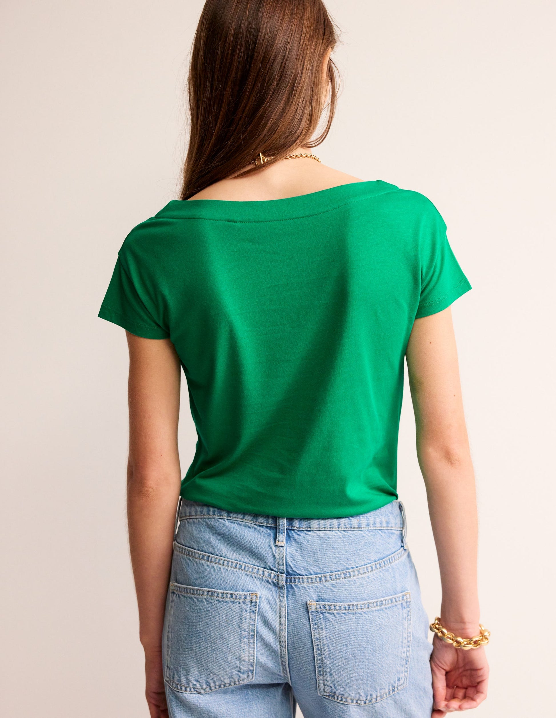 Supersoft Boat Neck T-Shirt-Pepper Green-3