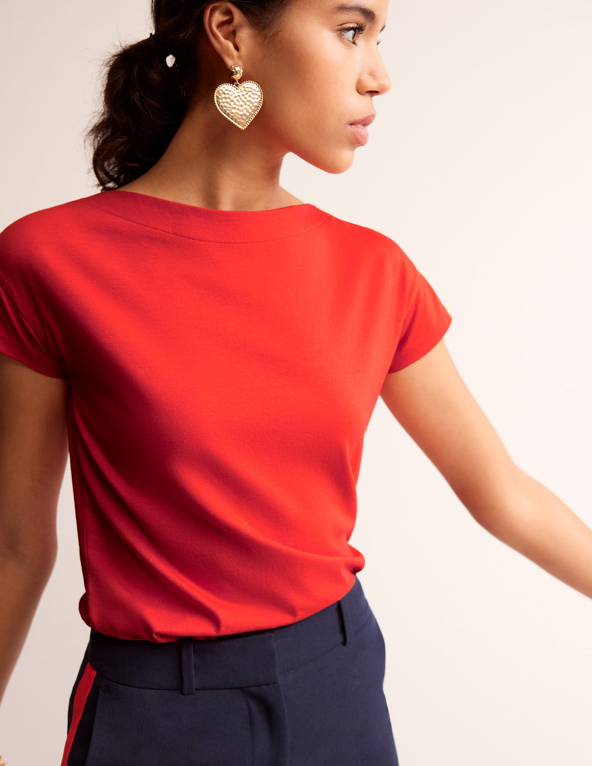 Supersoft Boat Neck T-Shirt-Poppy Red - Image 1
