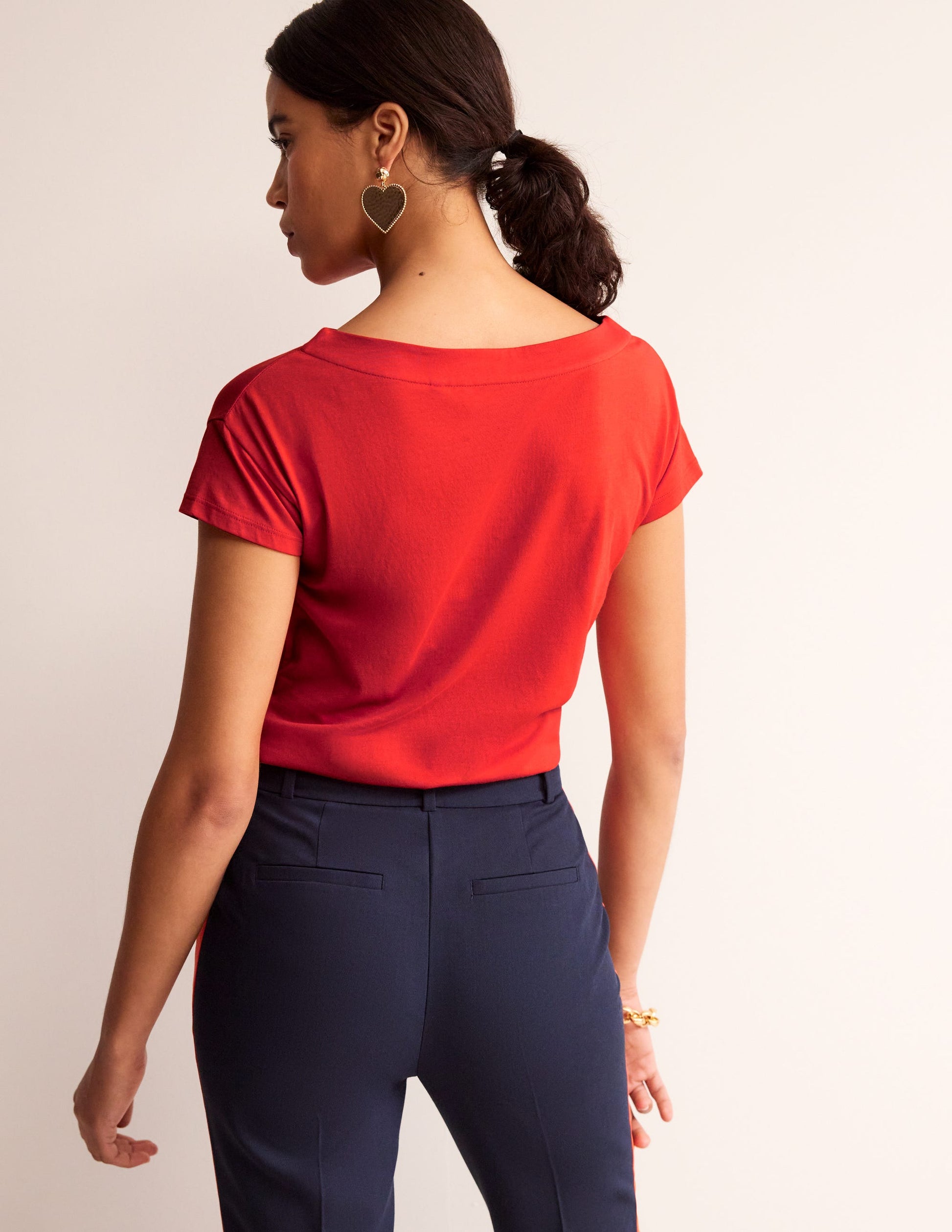Supersoft Boat Neck T-Shirt-Poppy Red-3