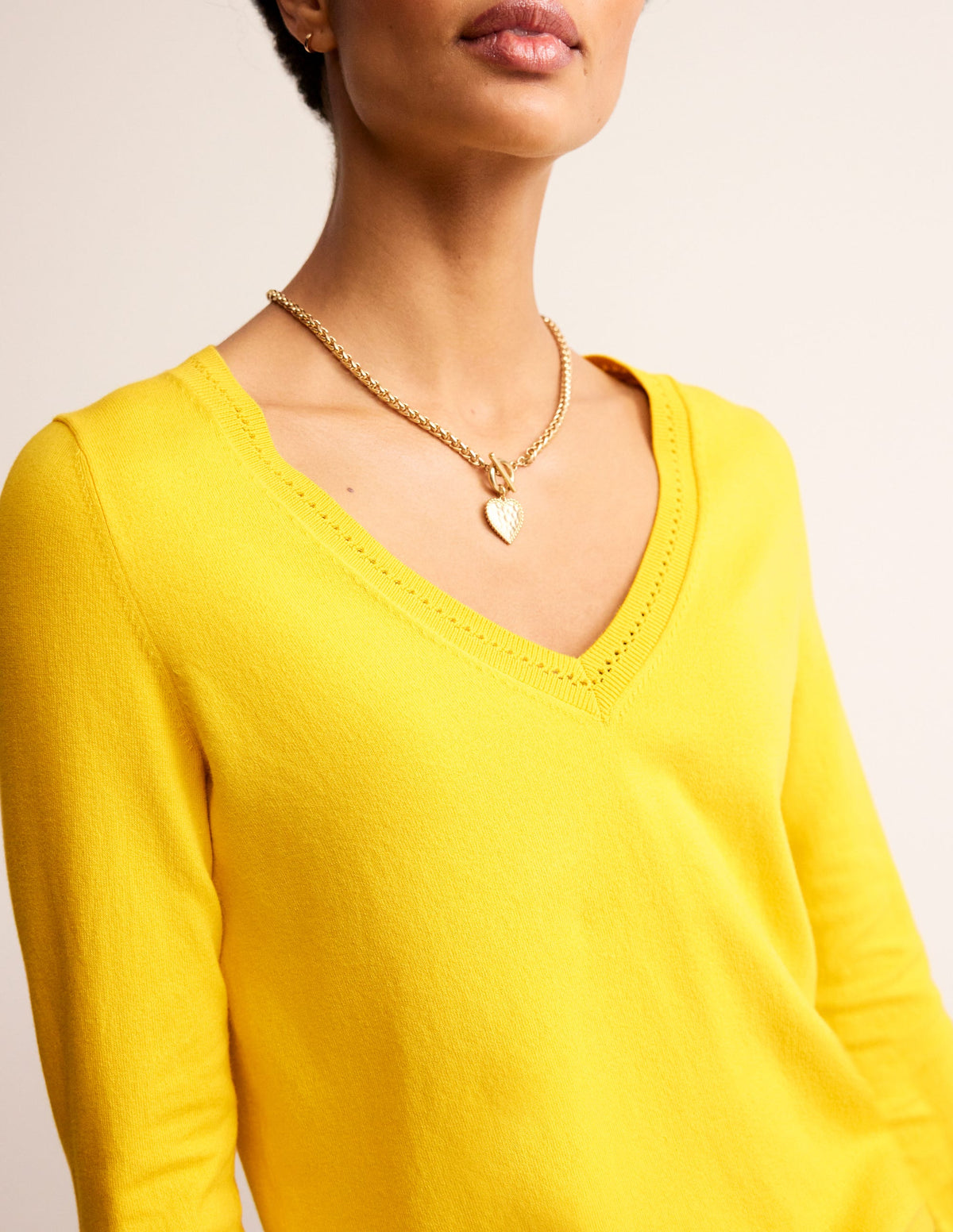 Catriona Cotton V-Neck Jumper-Passion Fruit Yellow-2