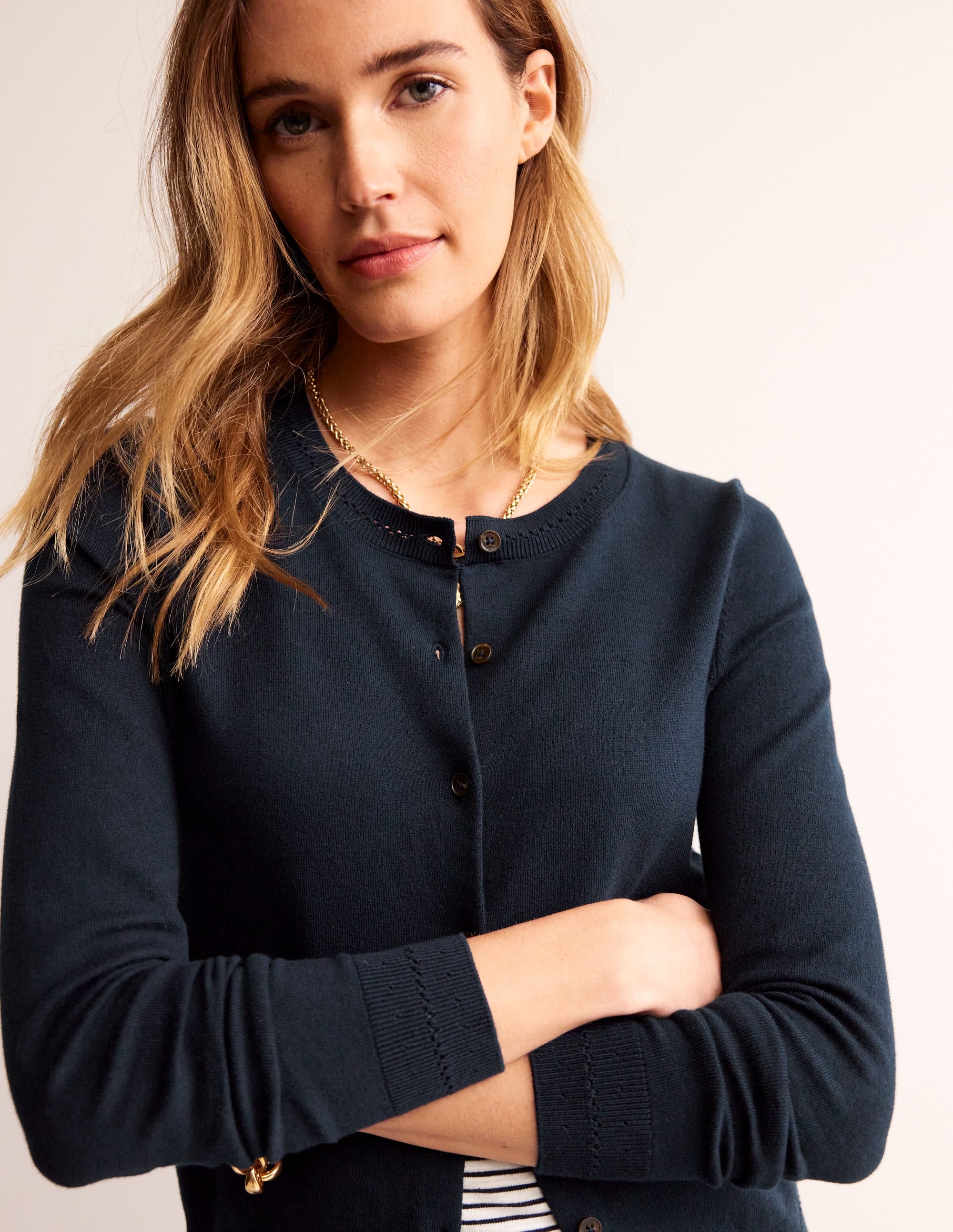 Catriona Cotton Cardigan-Navy - Image 1