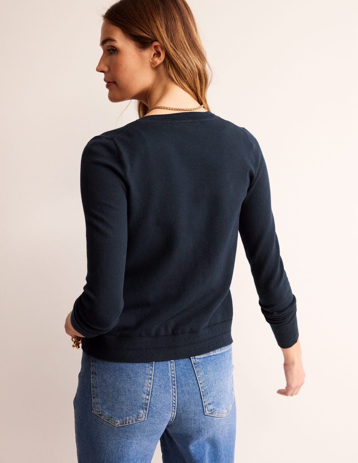 Catriona Cotton Cardigan-Navy - Image 4