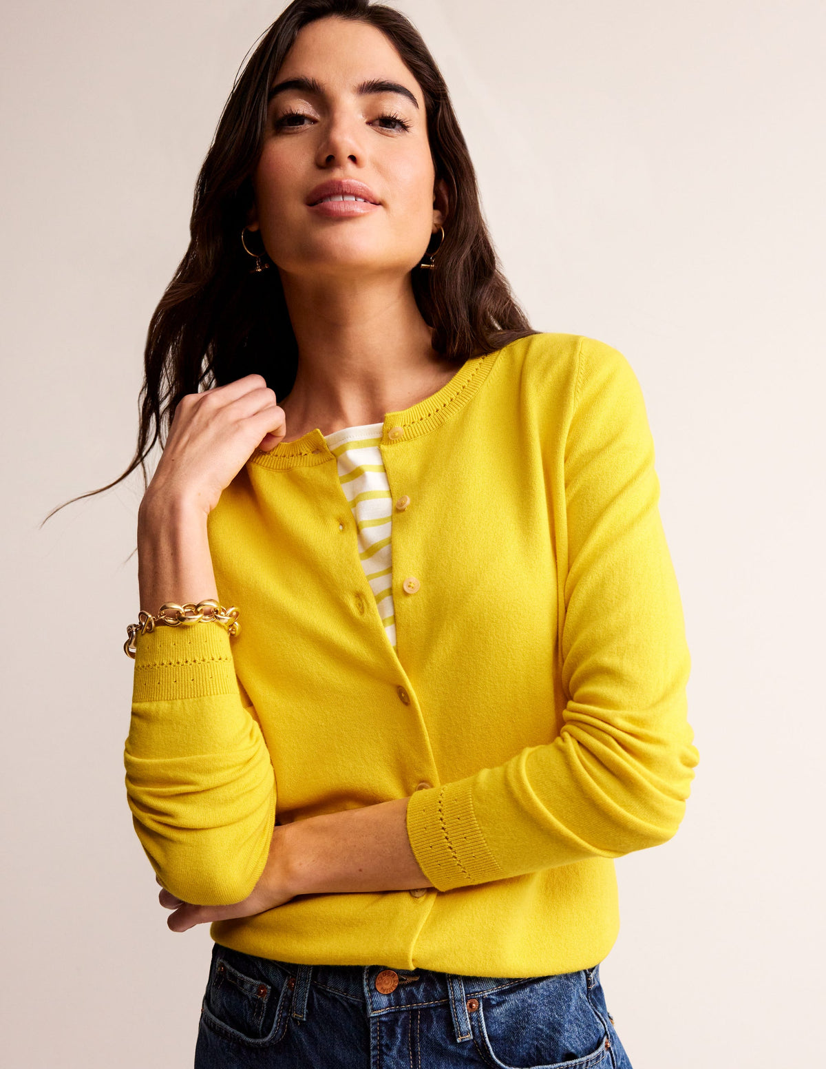 Catriona Cotton Cardigan-Mimosa Yellow - Image 1