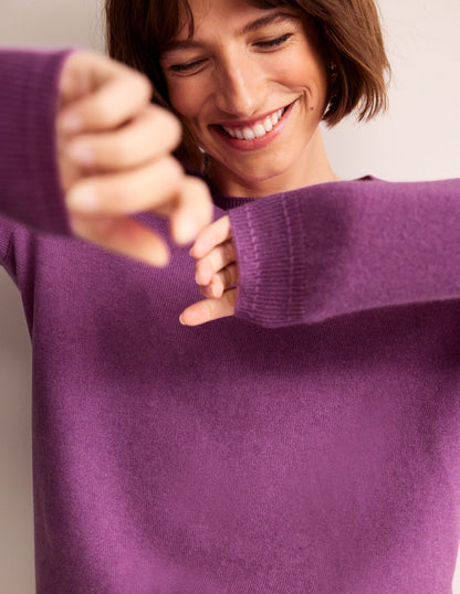 Eva Cashmere Crew Neck Sweater-Mulberry-2