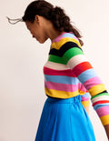 Eva Cashmere Crew Neck Sweater-Air Blue, Party Pink