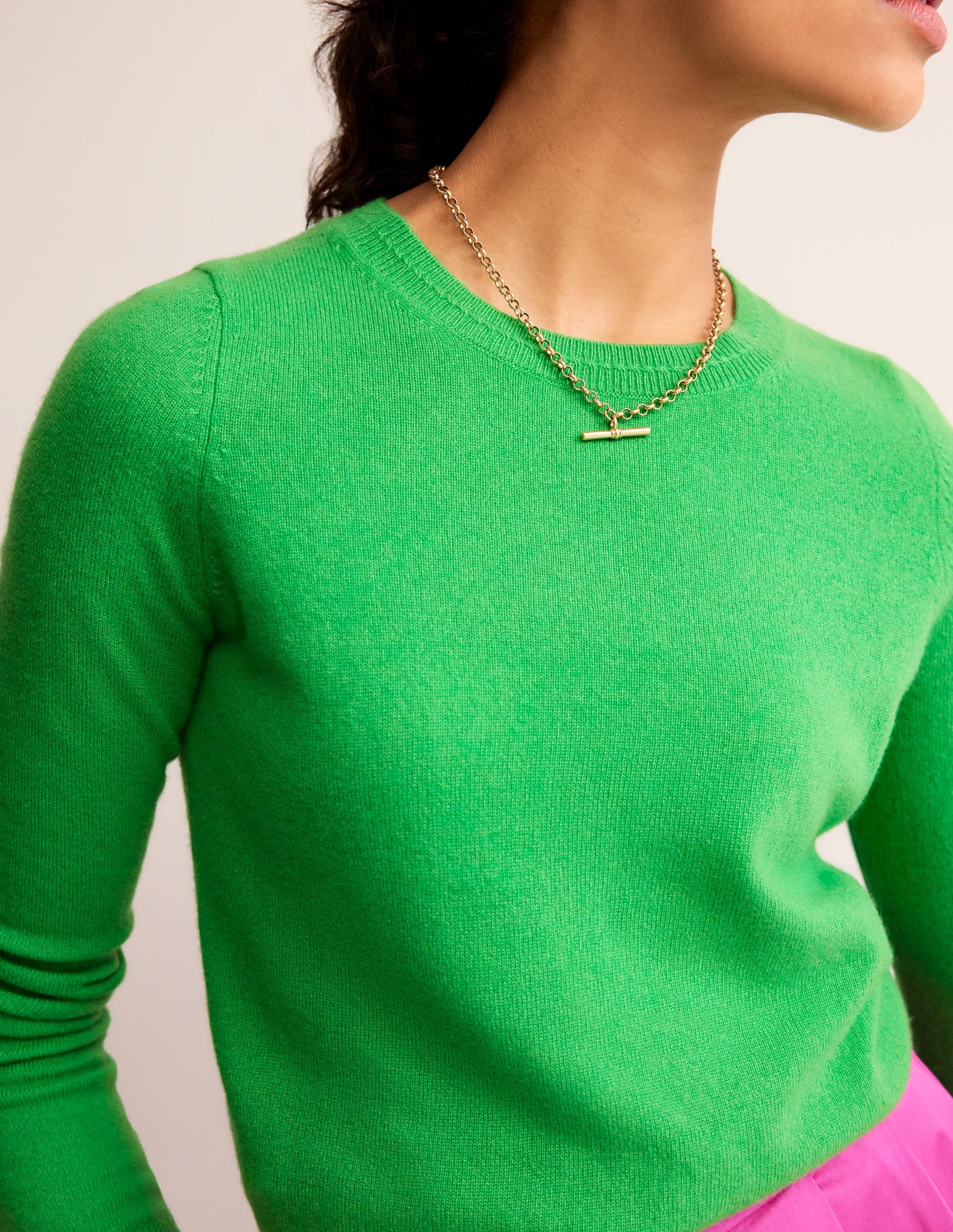 Eva Cashmere Crew Neck Sweater-Bright Green-2