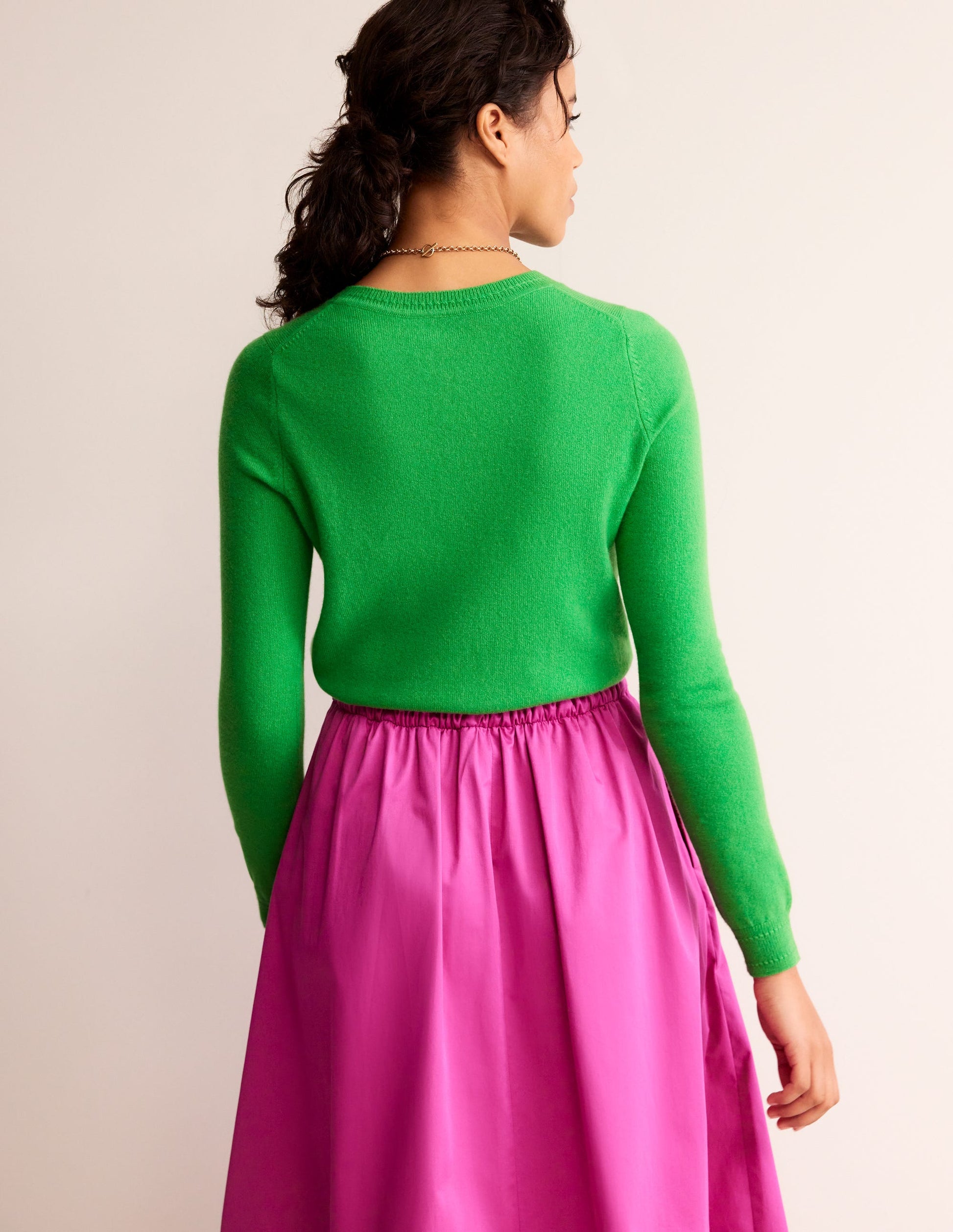 Eva Cashmere Crew Neck Sweater-Bright Green-3
