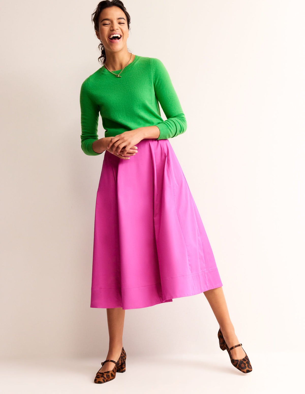 Eva Cashmere Crew Neck Sweater-Bright Green-4
