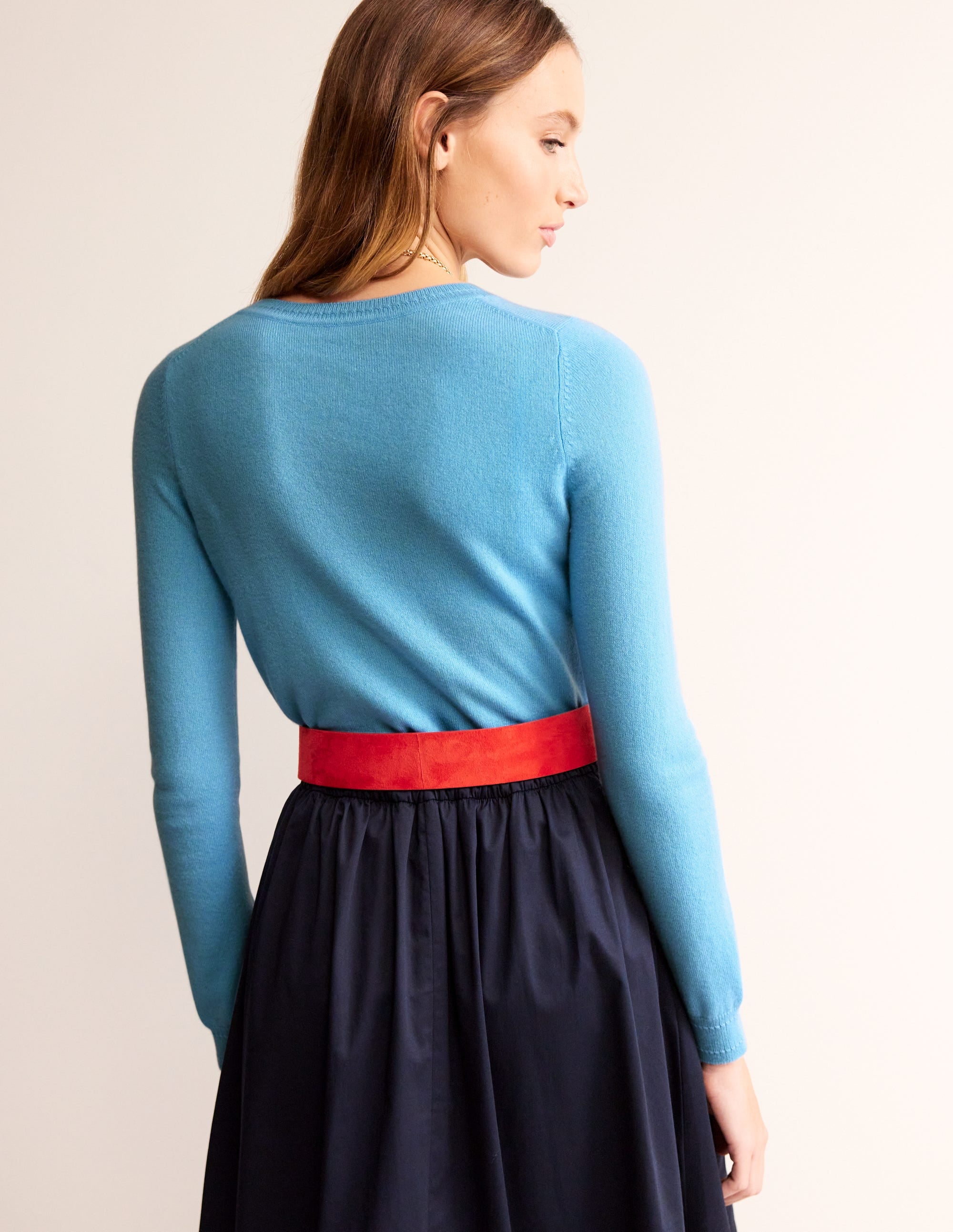 Eva Cashmere Crew Neck Sweater-Air Blue - Image 3