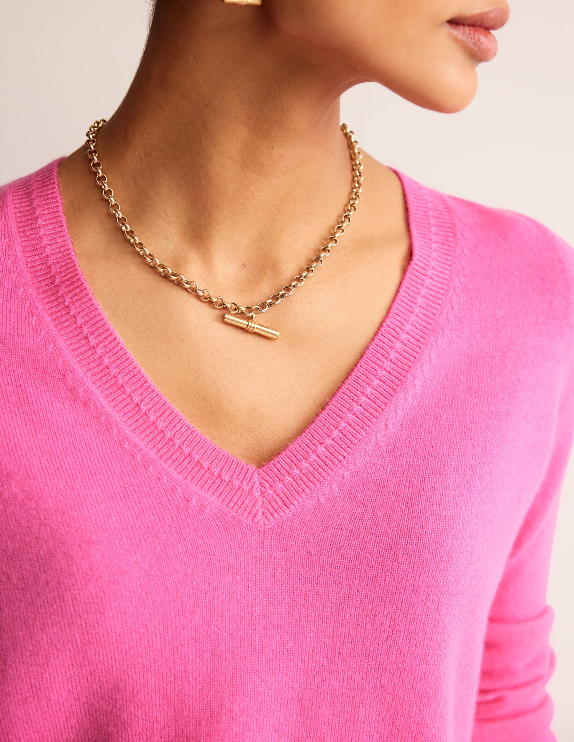 Eva Cashmere V-Neck Sweater-Sangria Sunset-3