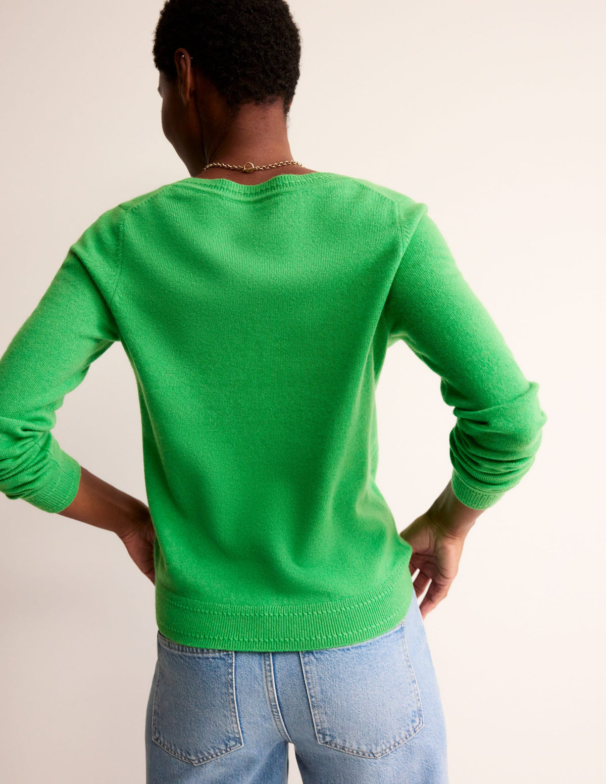 Eva Cashmere V-Neck Sweater-Bright Green - Image 3