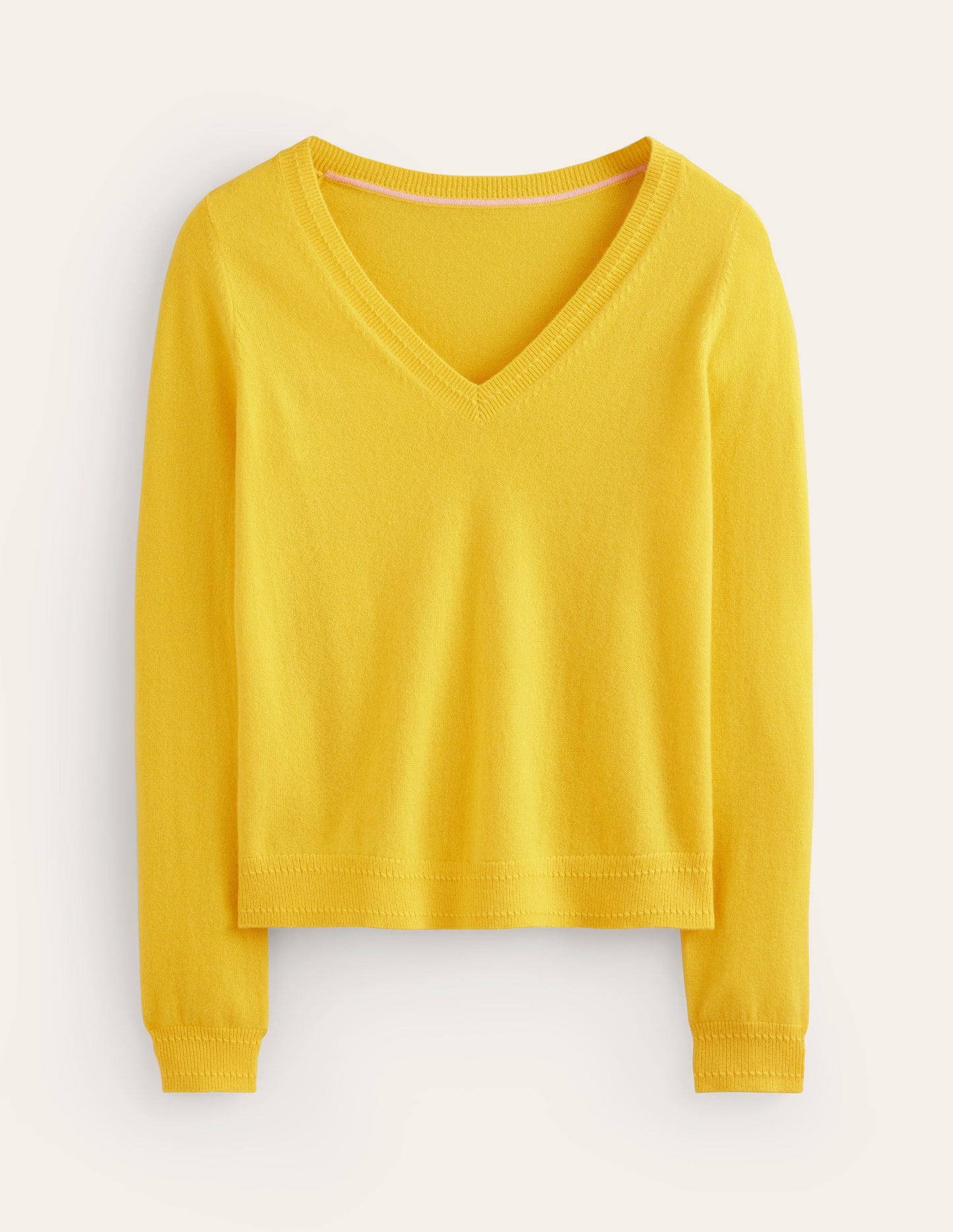 Eva Cashmere V-Neck Sweater-Pineapple Yellow