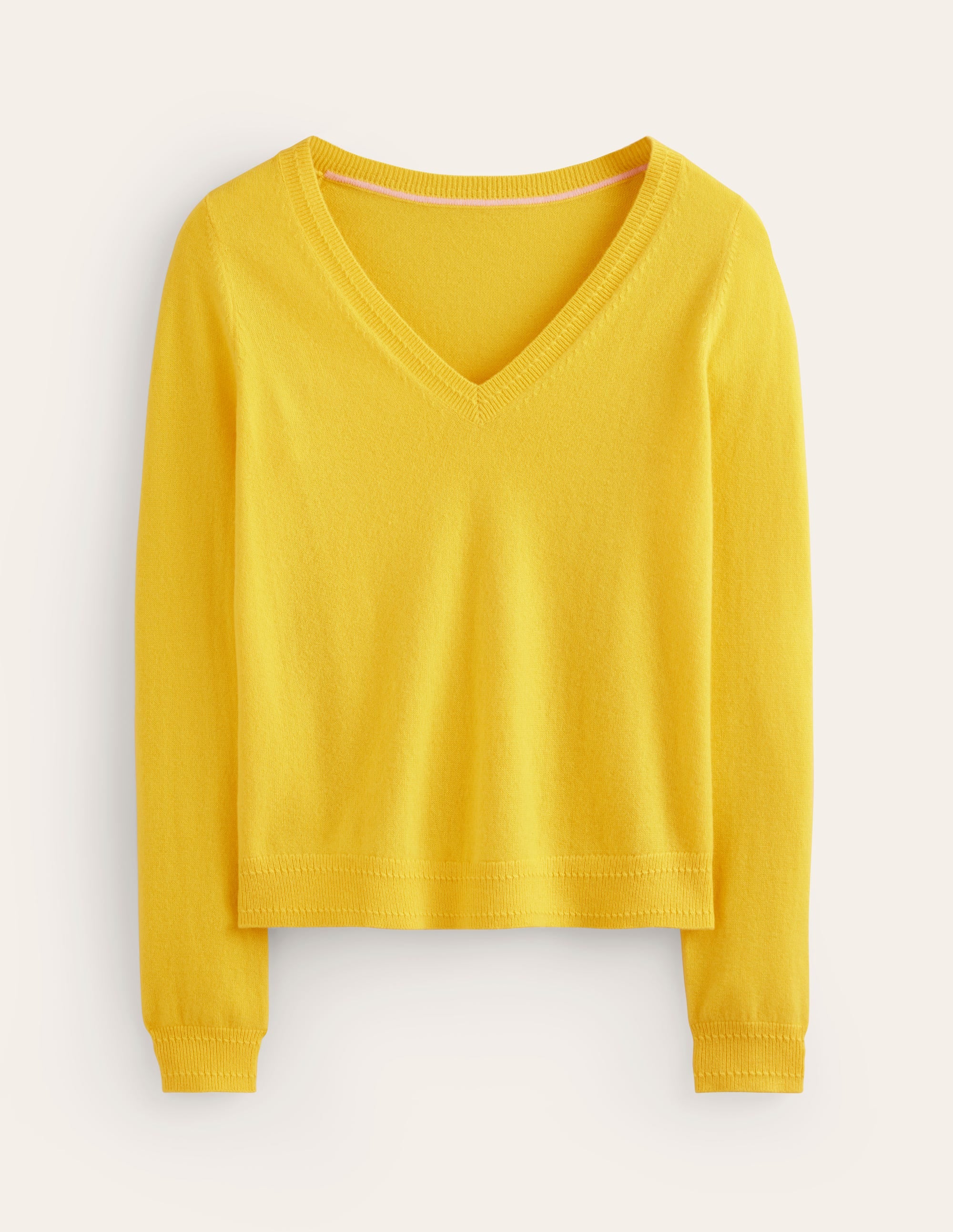 Eva Cashmere V-Neck Sweater-Pineapple Yellow - Image 5