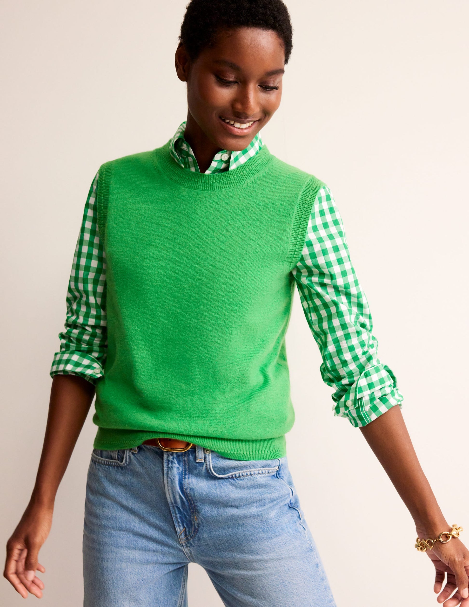 Eva Cashmere Vest-Bright Green-1