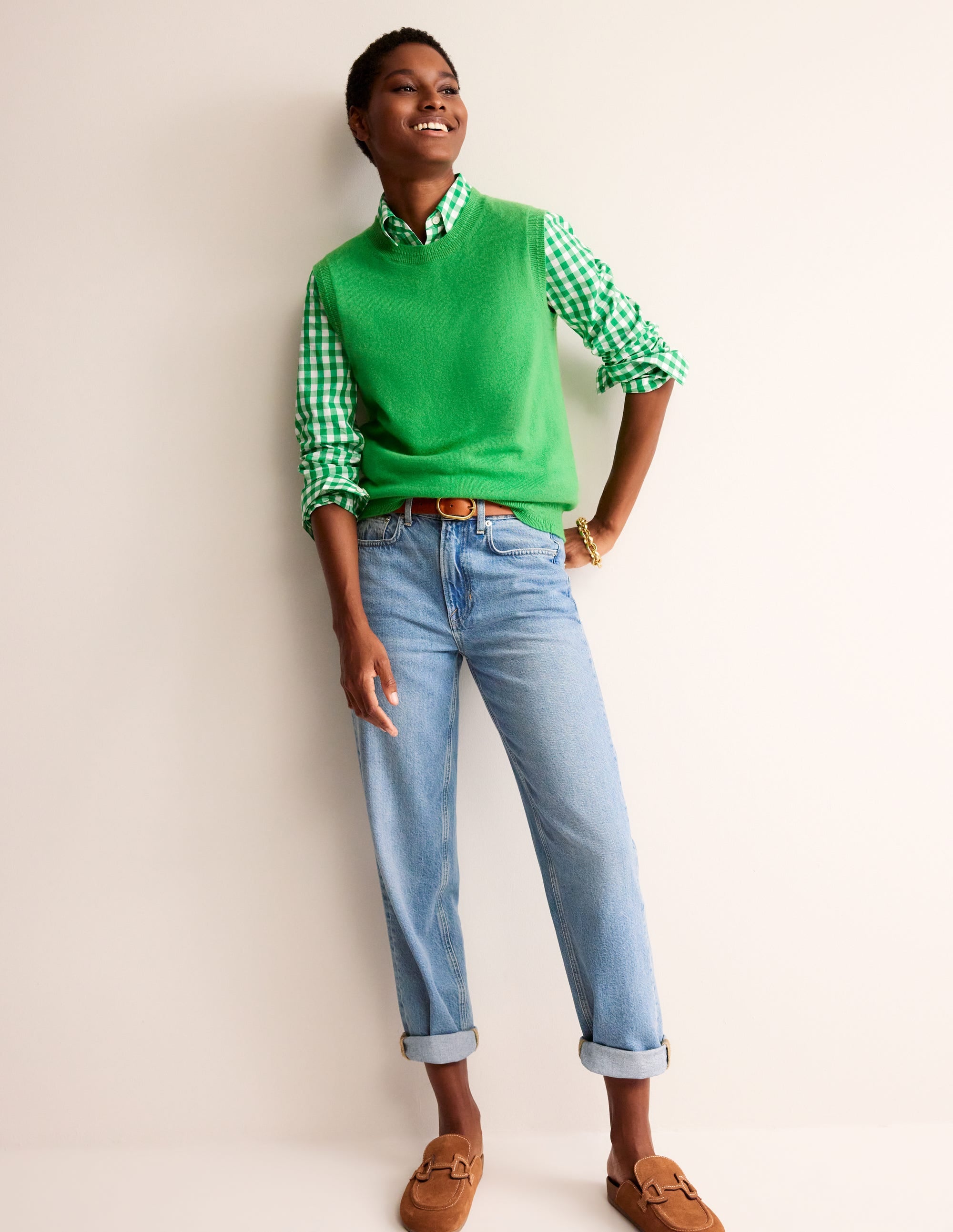 Eva Cashmere Vest-Bright Green - Image 4
